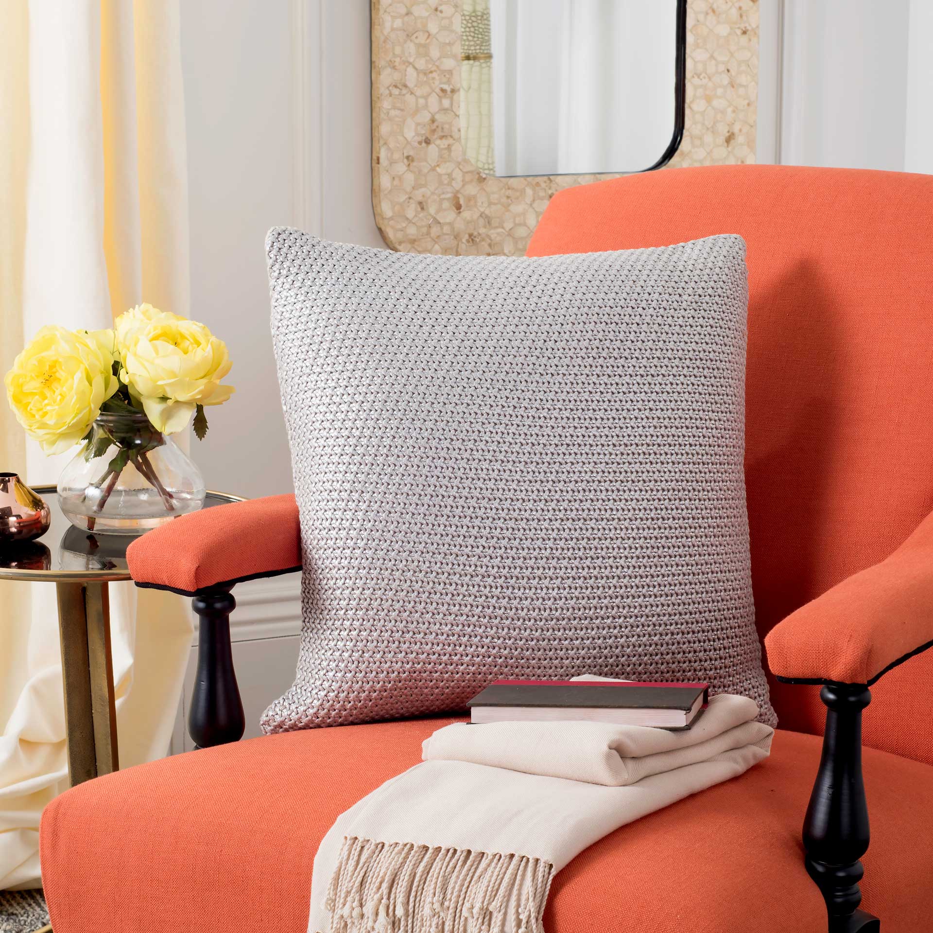 Tile Gray Knit Pillow Palewisper - Image 2