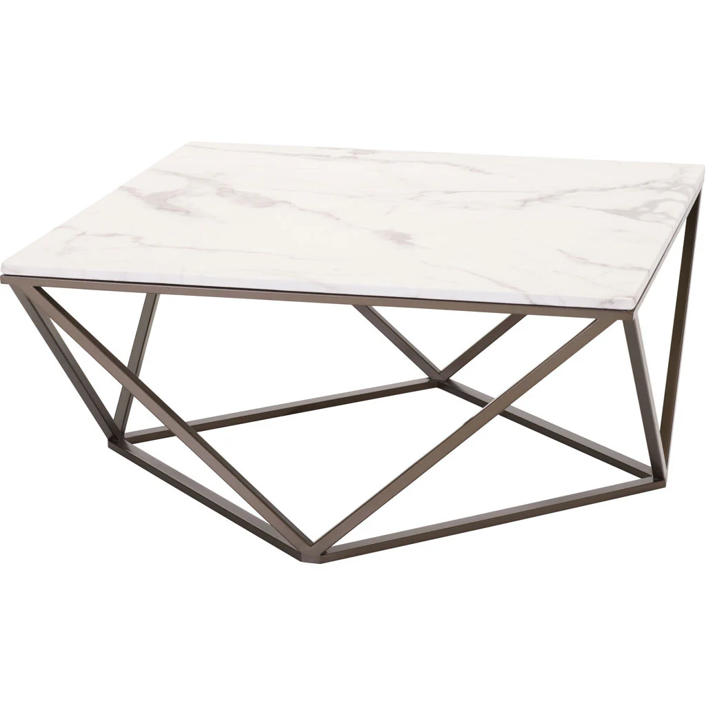 Titus Coffee Table Stone & Antique Brass - Image 3