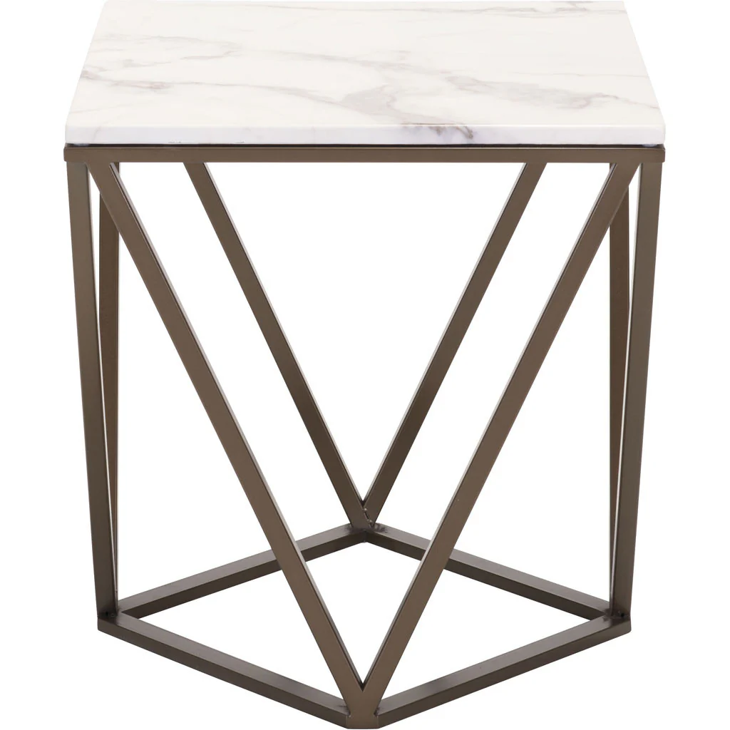 Titus End Table Stone & Antique Brass - Image 2