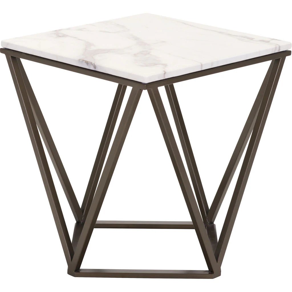 Titus End Table Stone & Antique Brass - Image 3