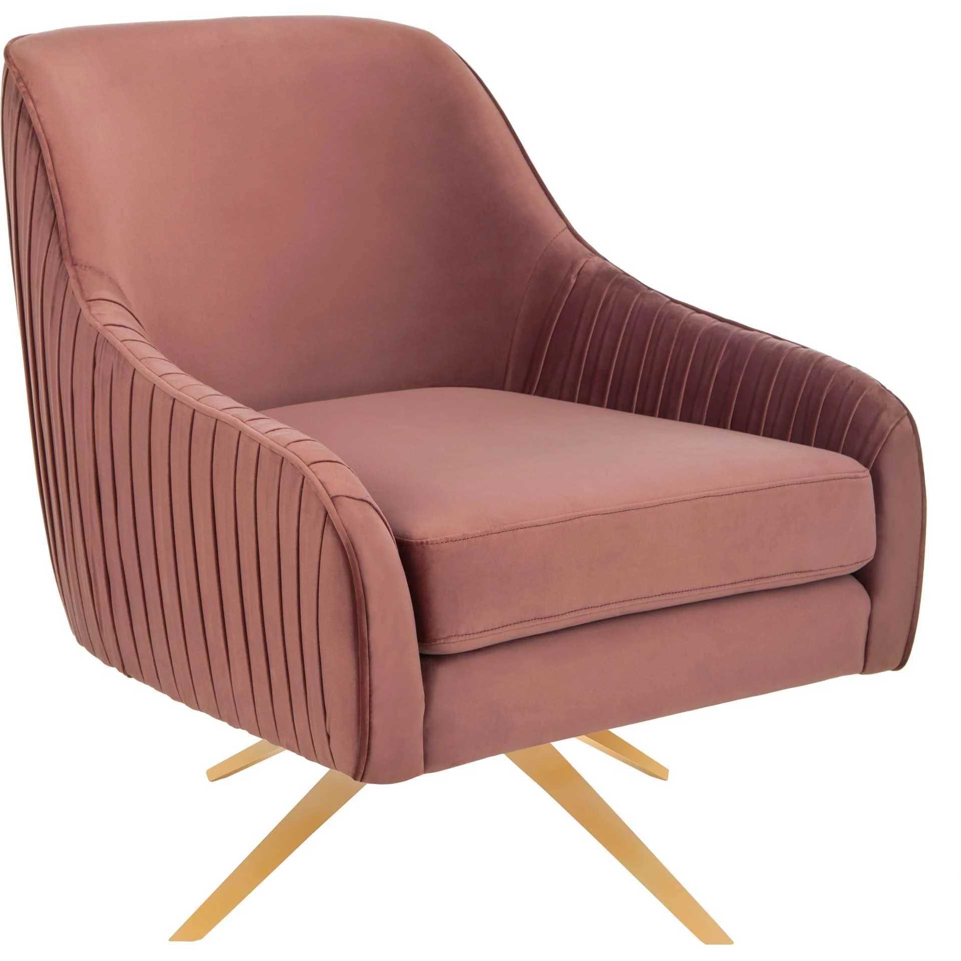 Titus Pleated Arm Chair Dusty Rose/Gold - Image 2