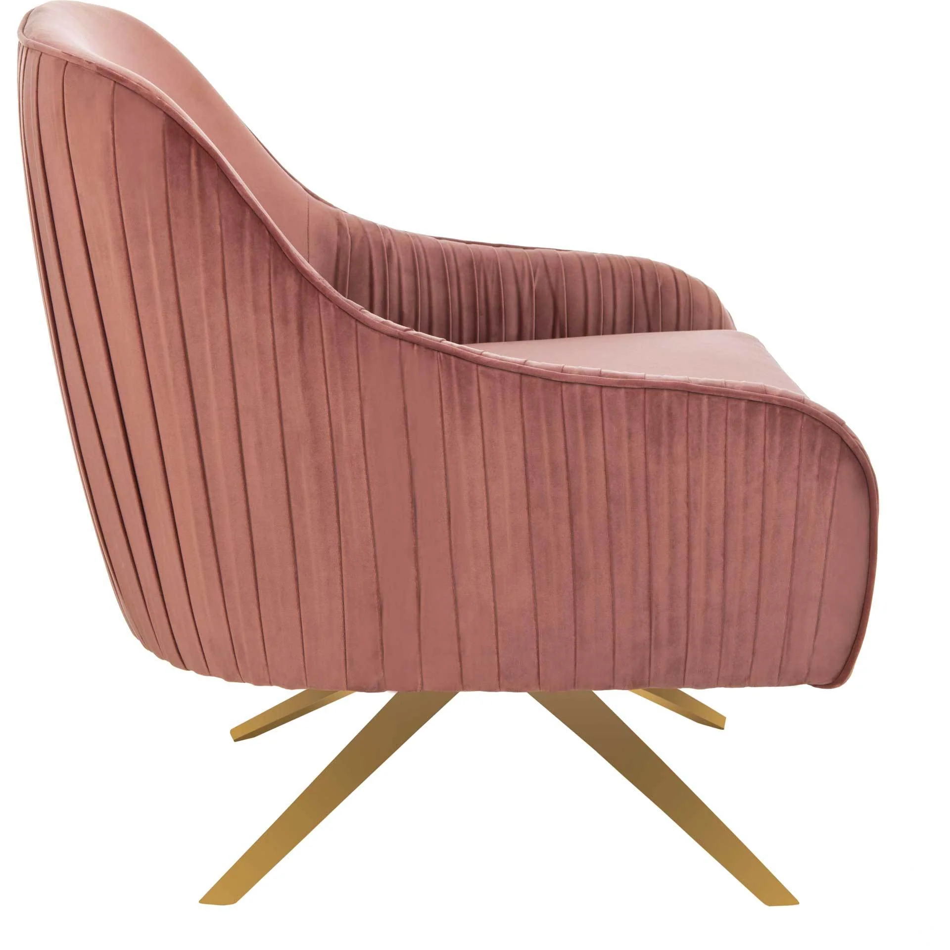 Titus Pleated Arm Chair Dusty Rose/Gold - Image 3