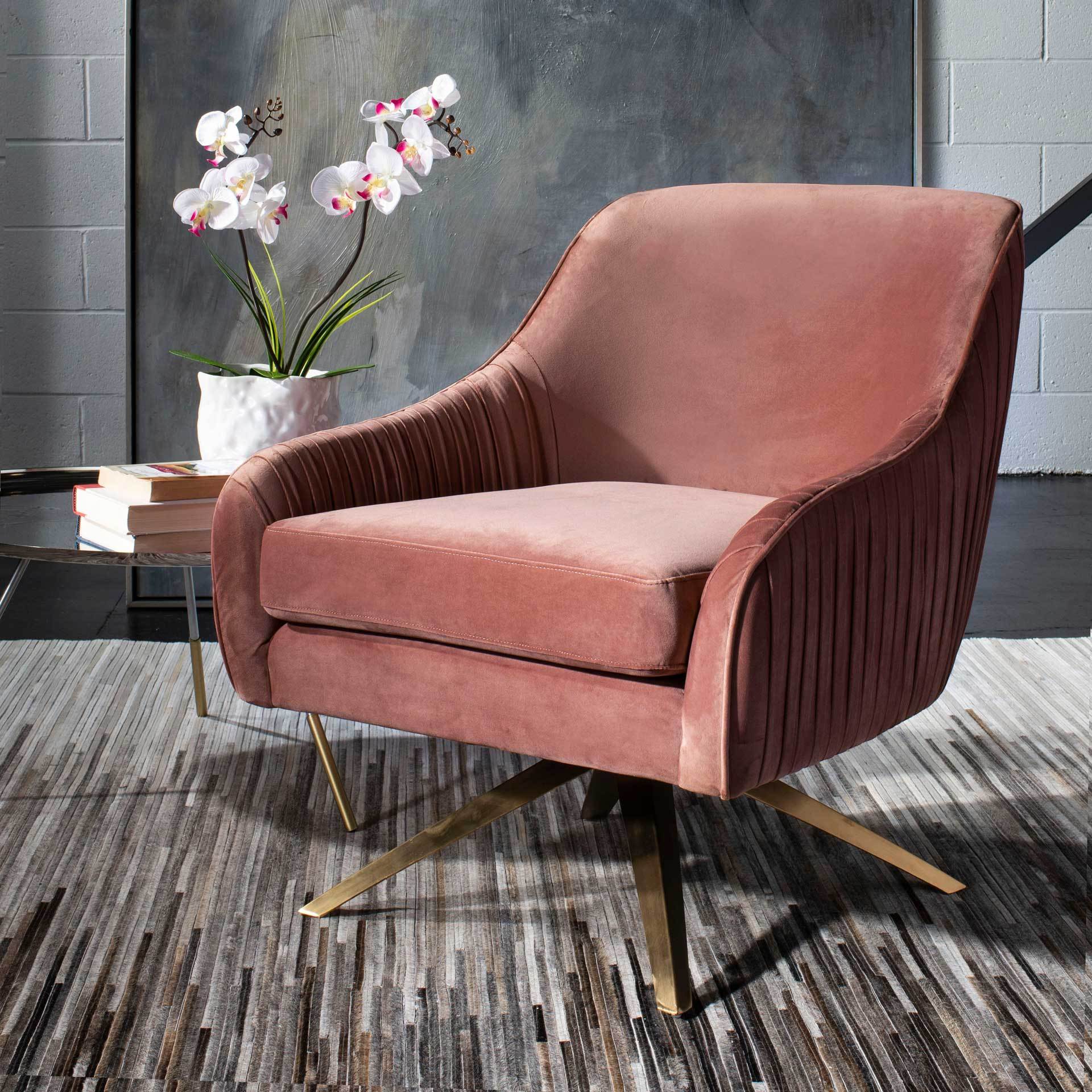 Titus Pleated Arm Chair Dusty Rose/Gold - Image 8