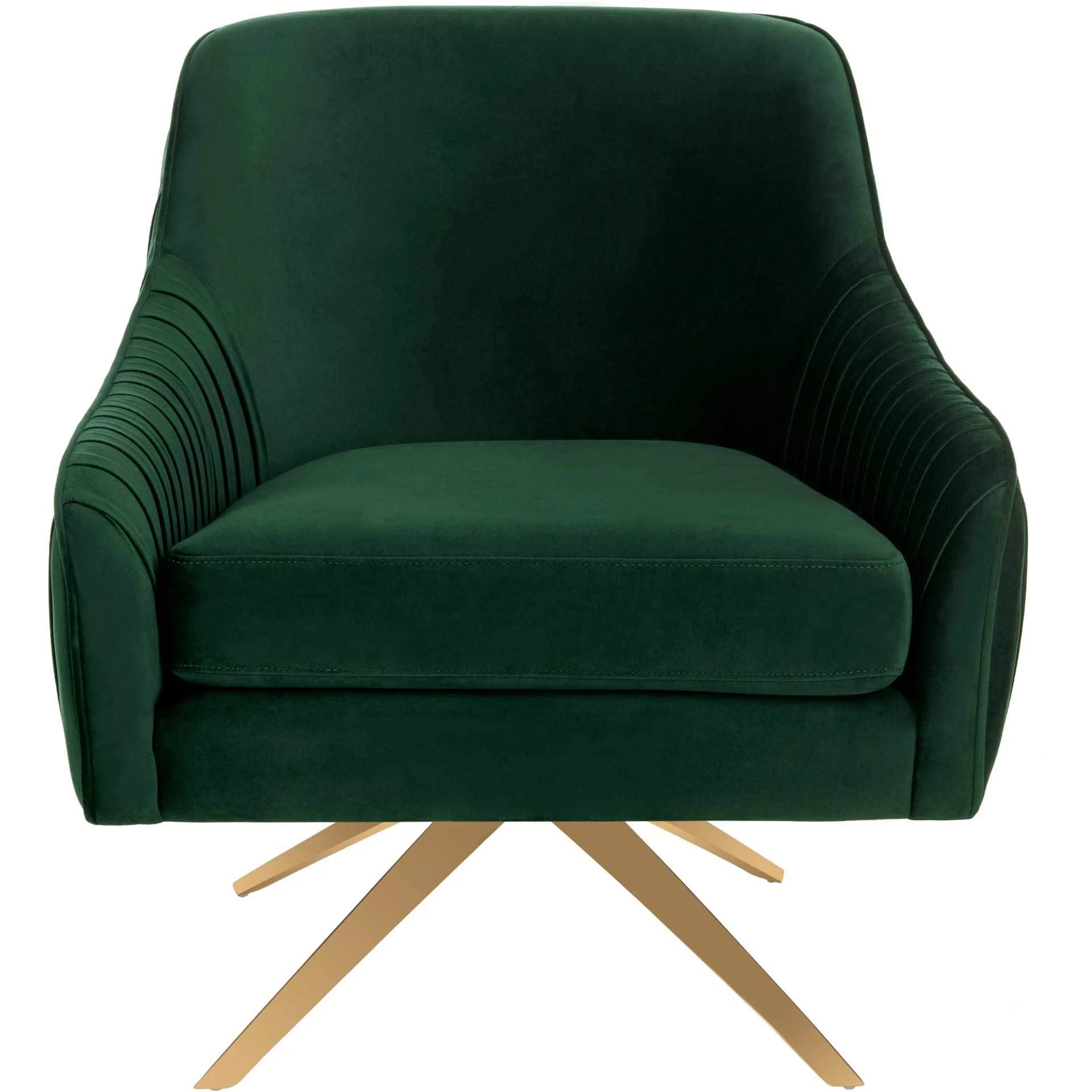 Titus Pleated Arm Chair Emerald/Gold - Image 2