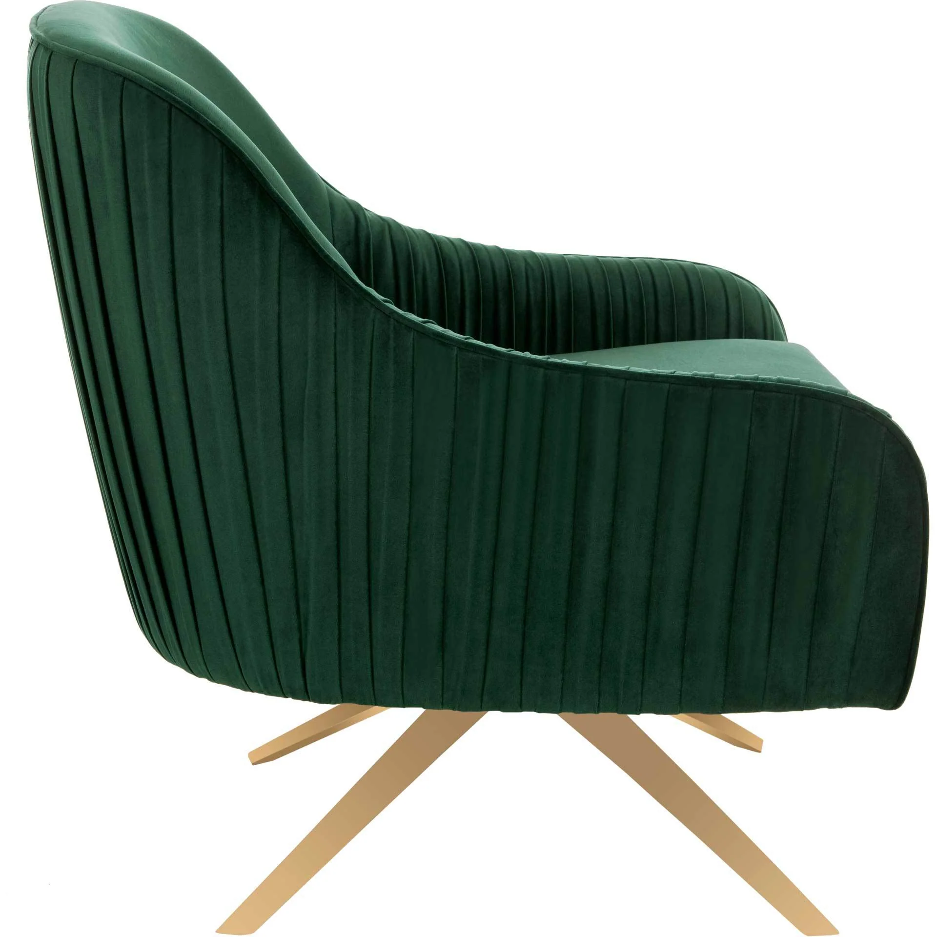 Titus Pleated Arm Chair Emerald/Gold - Image 3
