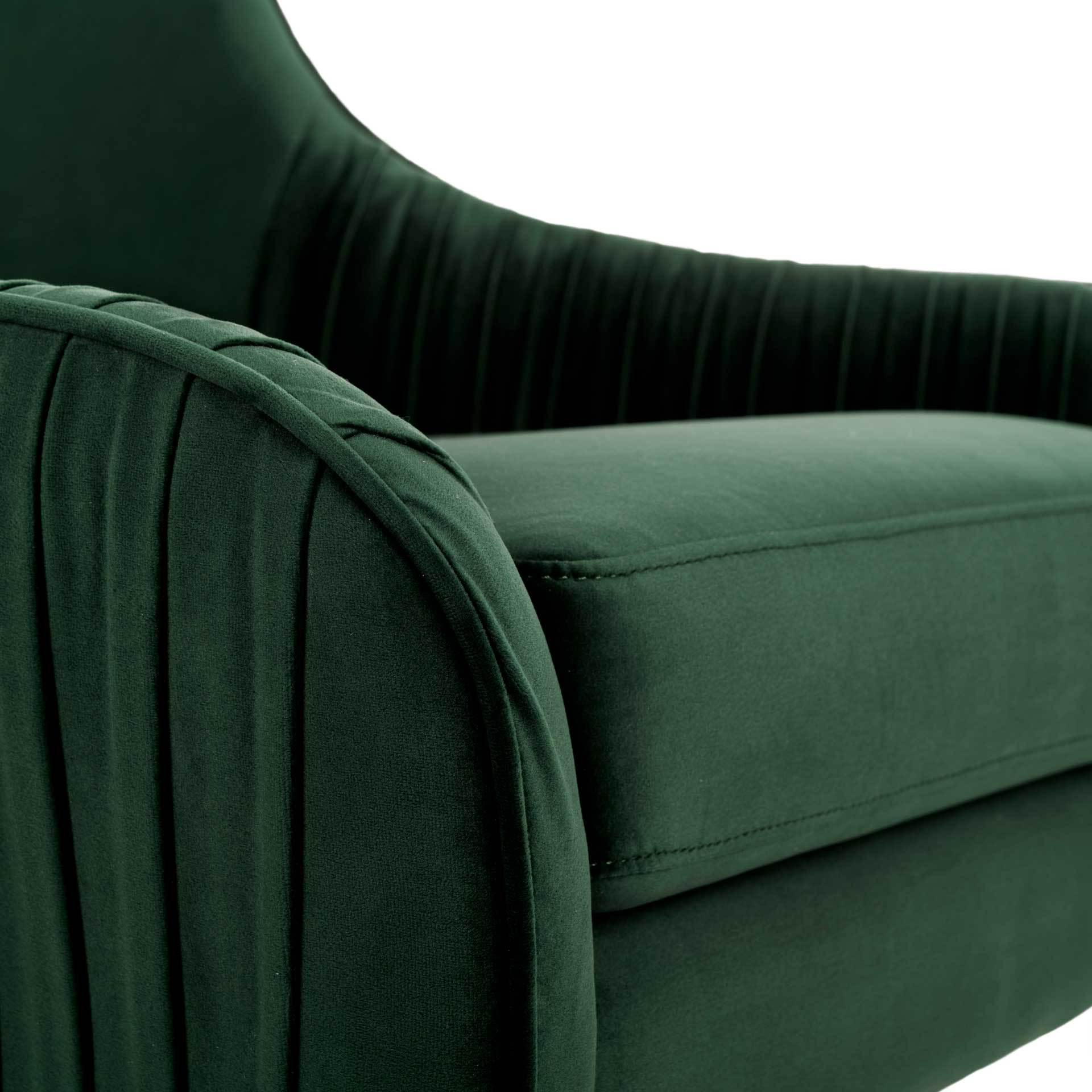 Titus Pleated Arm Chair Emerald/Gold - Image 6