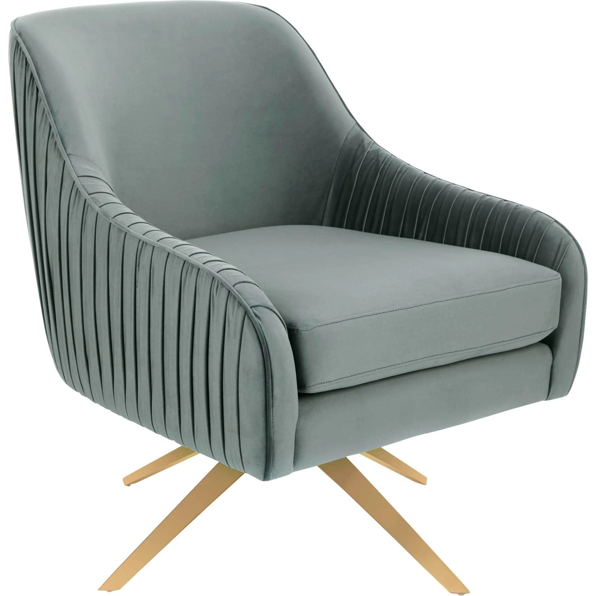 Titus Pleated Arm Chair Seafoam/Gold - Image 2