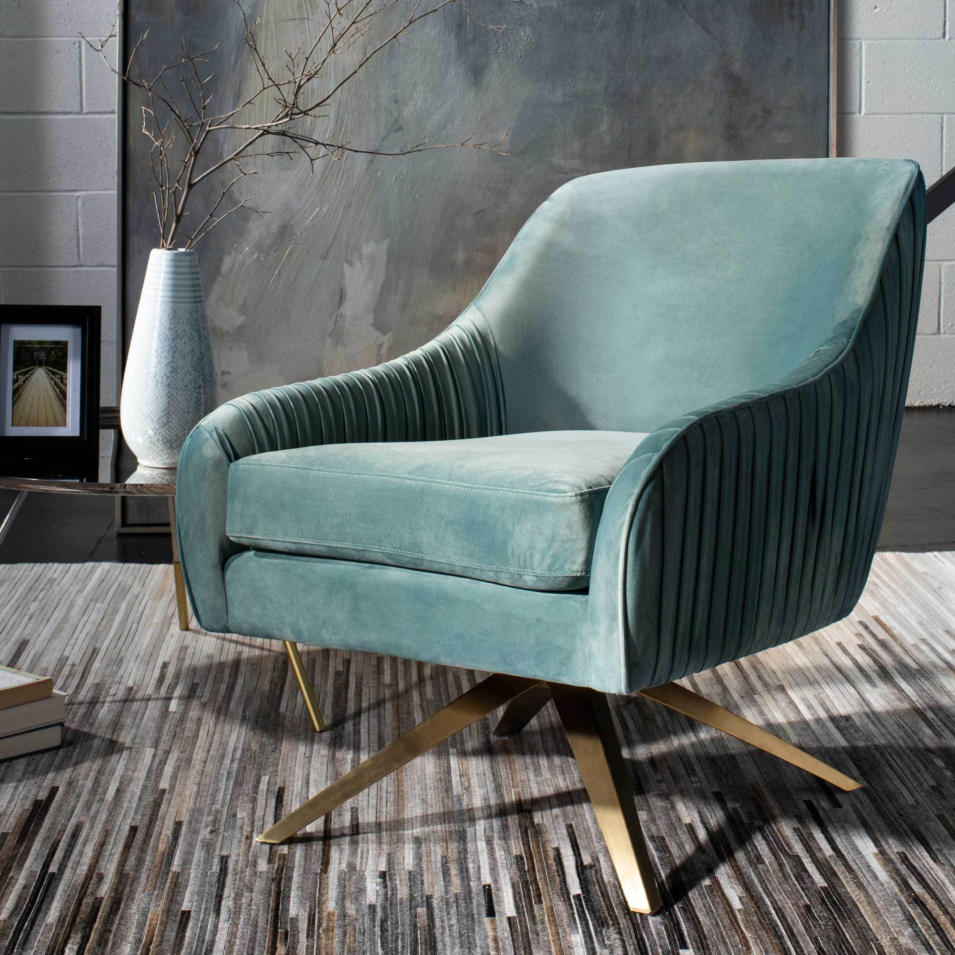 Titus Pleated Arm Chair Seafoam/Gold - Image 8