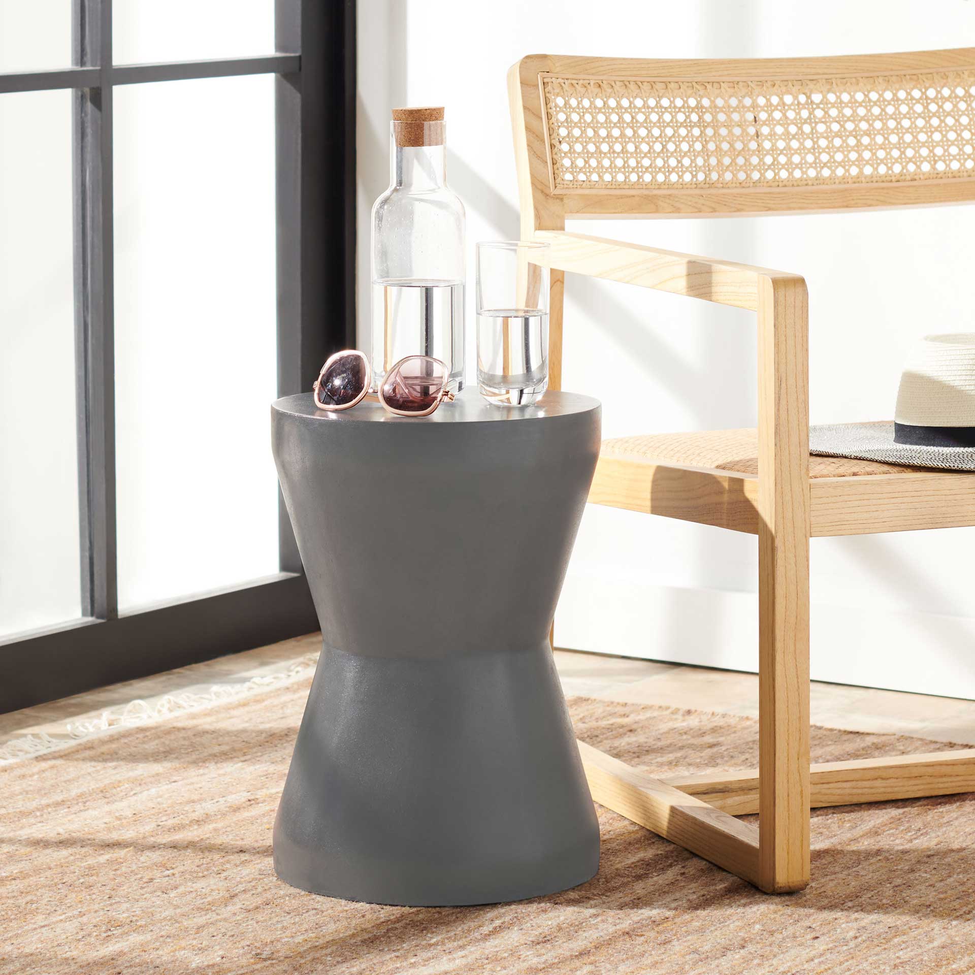 Toan Modern Concrete Accent Table Dark Gray - Image 4