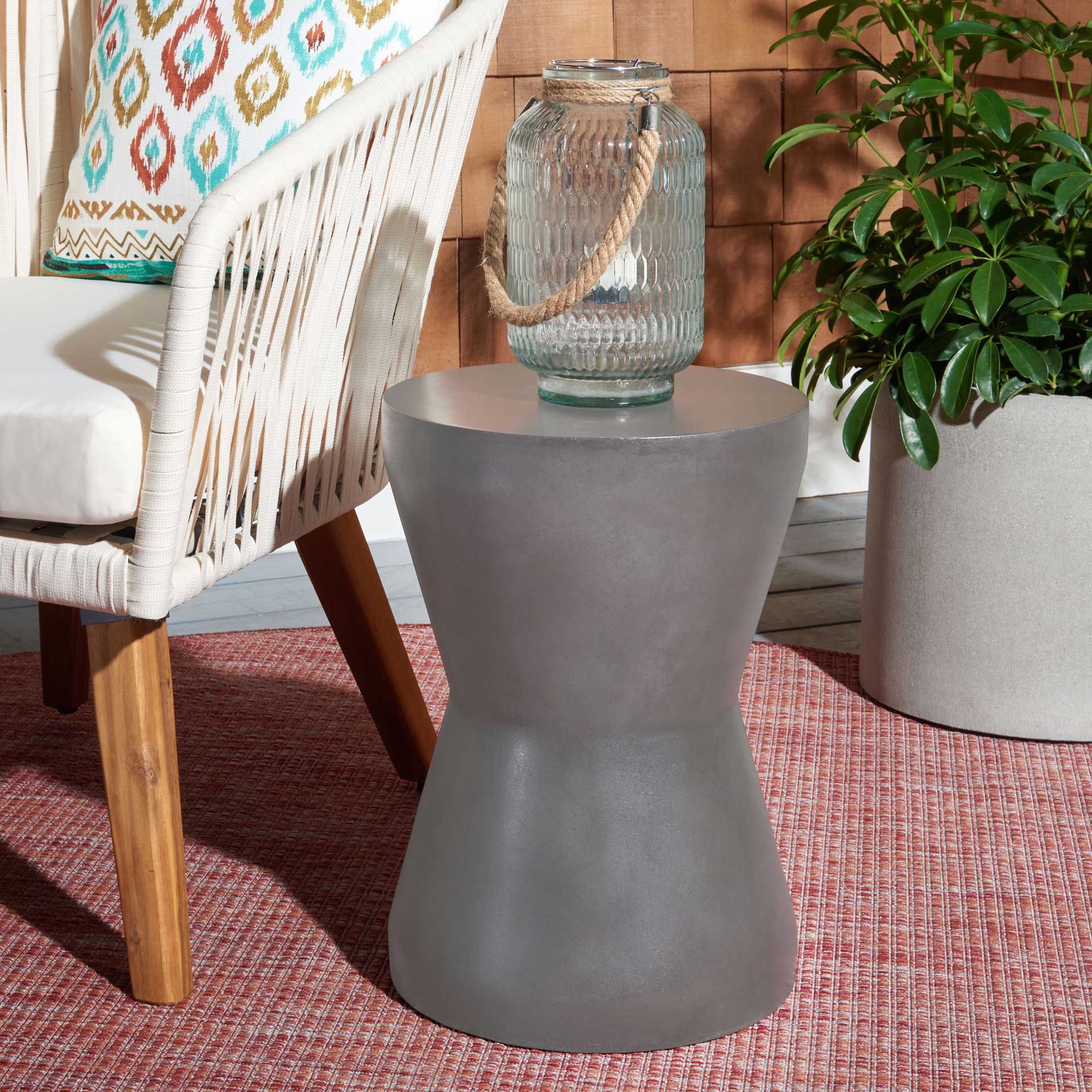 Toan Modern Concrete Accent Table Dark Gray - Image 5