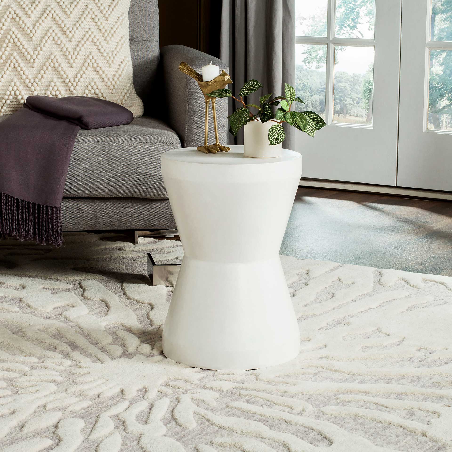 Toan Modern Concrete Accent Table Ivory - Image 4