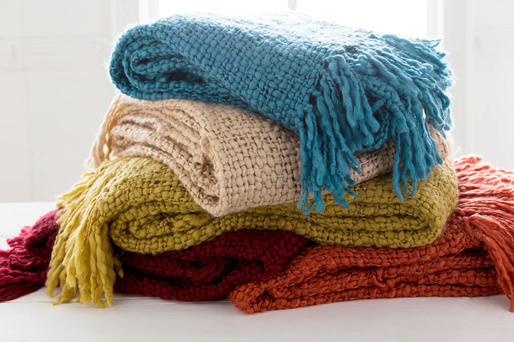 Tobias Solid Blue Throw - Image 2