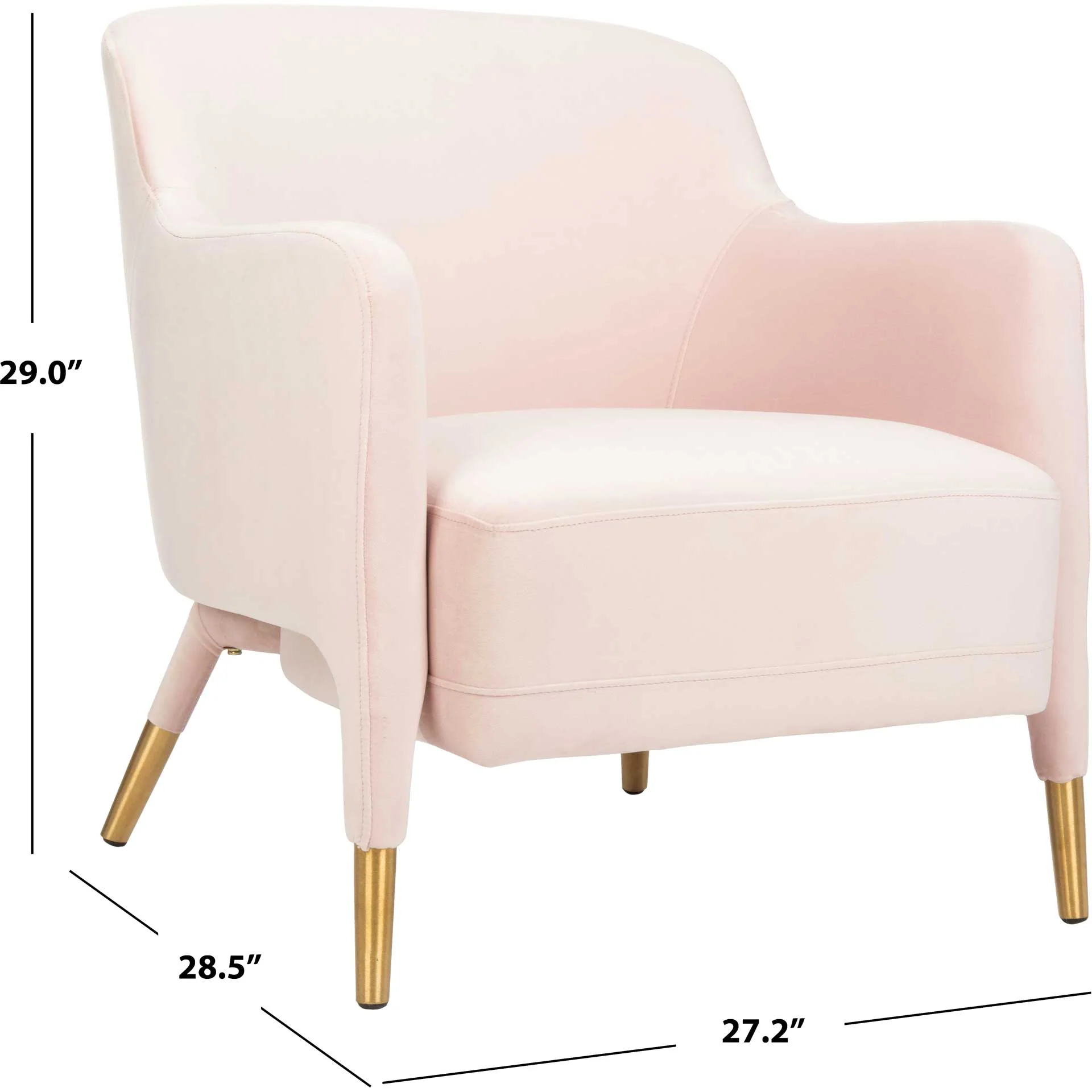 Tobias Velvet Arm Chair Light Pink - Image 9