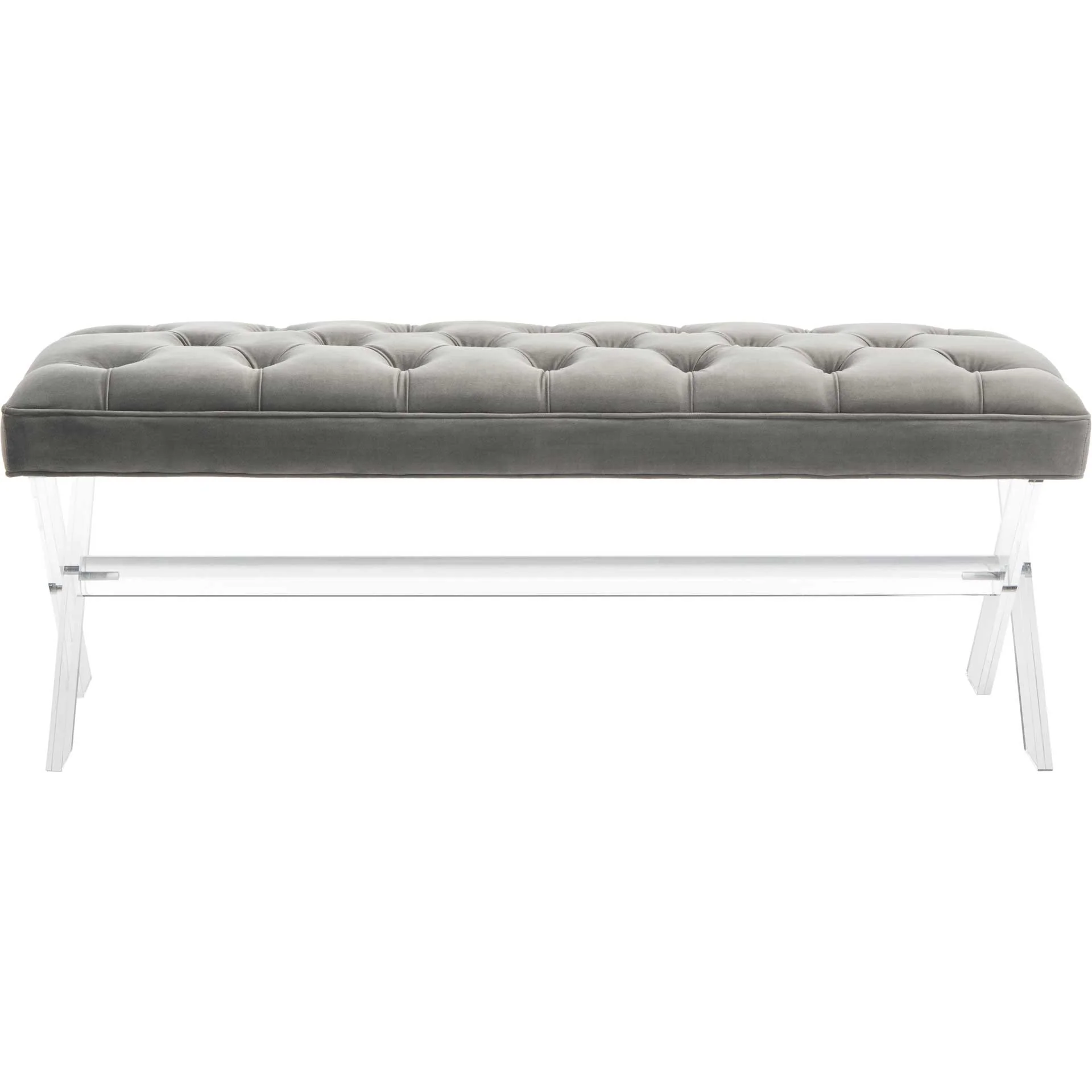 Toby Tufted Acrylic Bench Dark Gray - Image 2