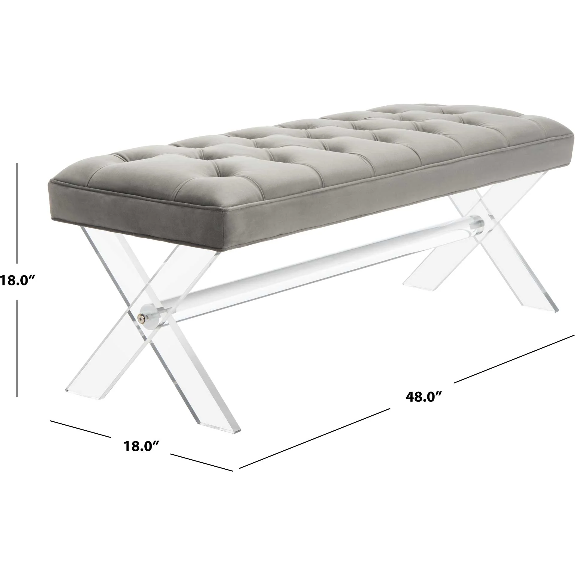 Toby Tufted Acrylic Bench Dark Gray - Image 8