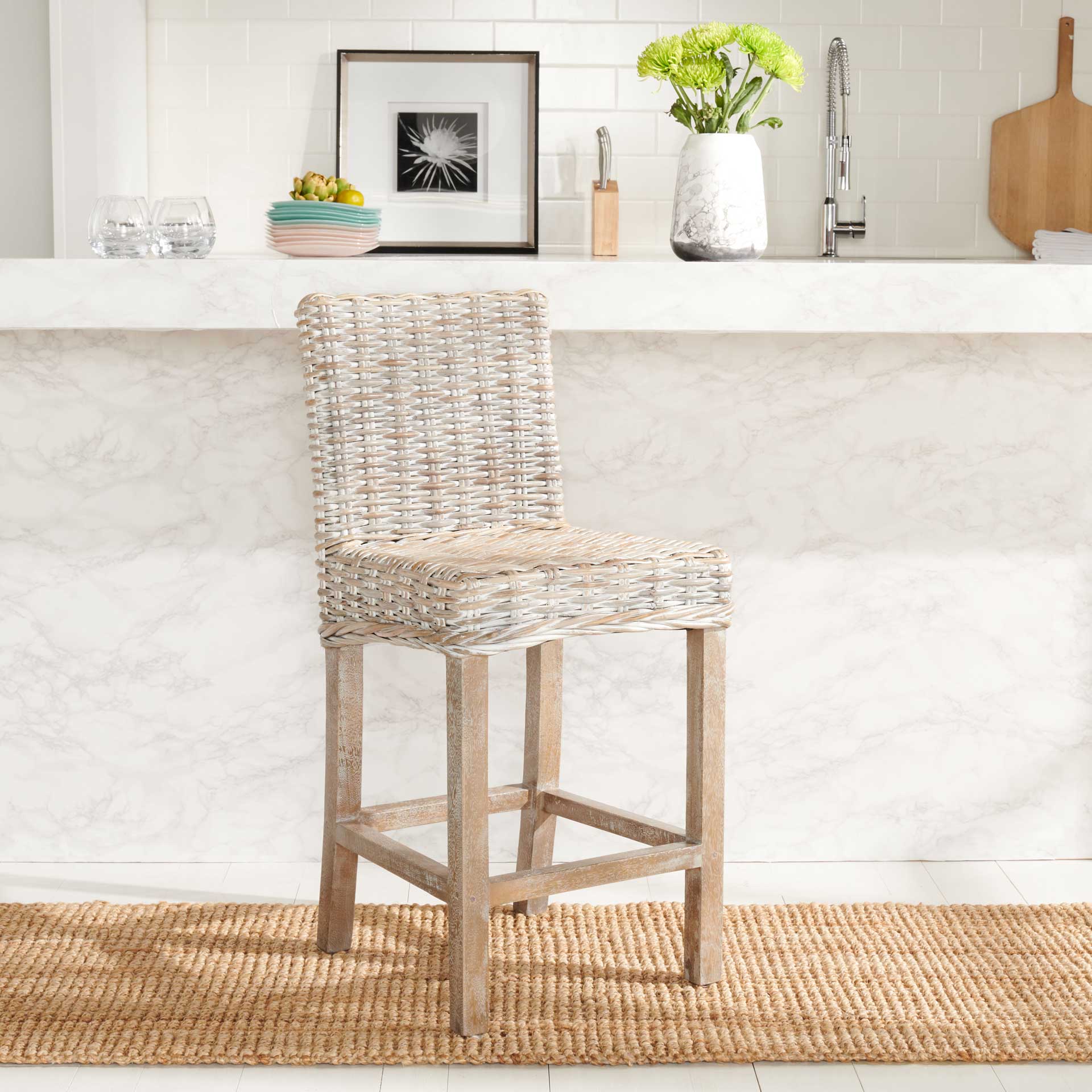 Topaz Rattan Bar Stool Gray White Wash - Image 15