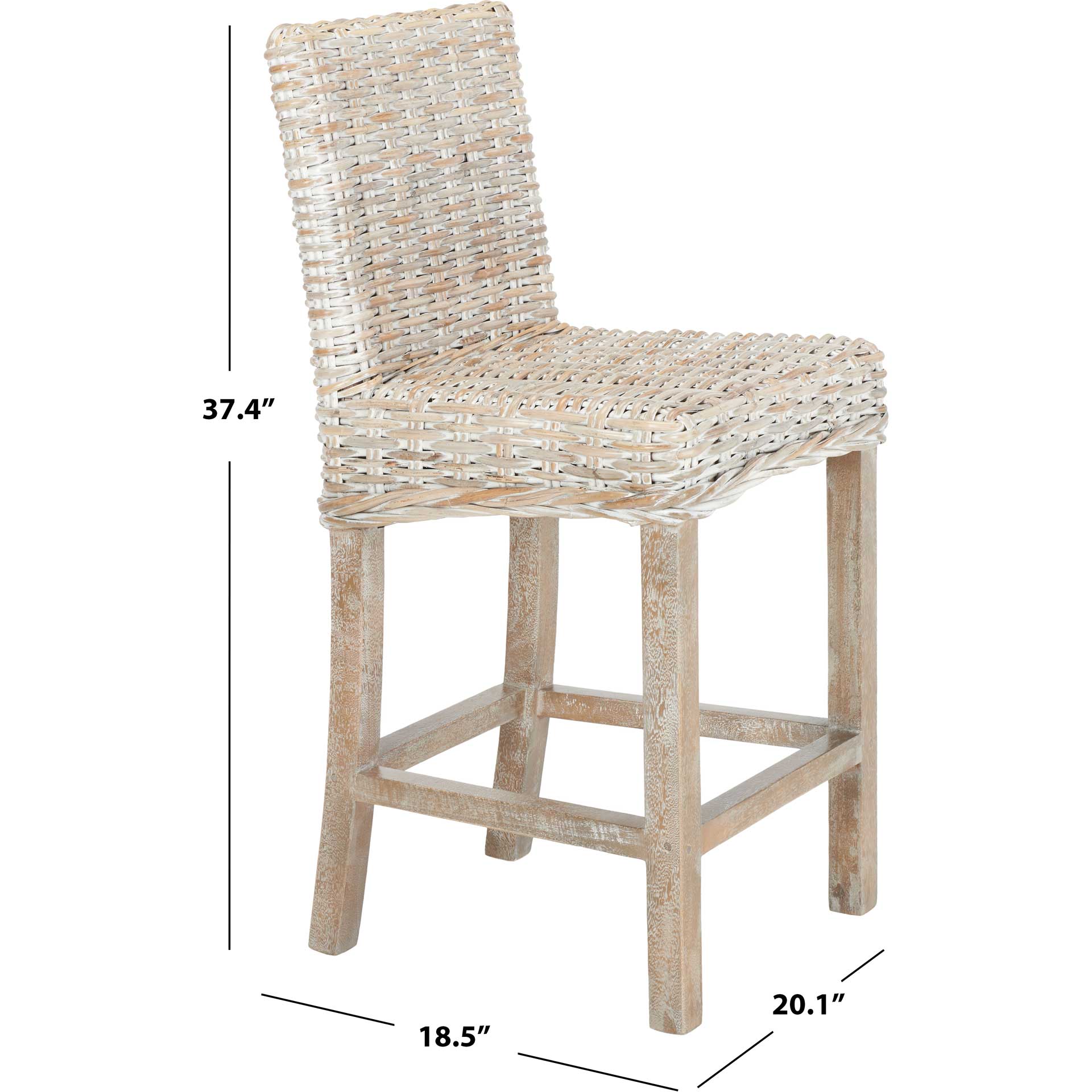 Topaz Rattan Bar Stool Gray White Wash - Image 16