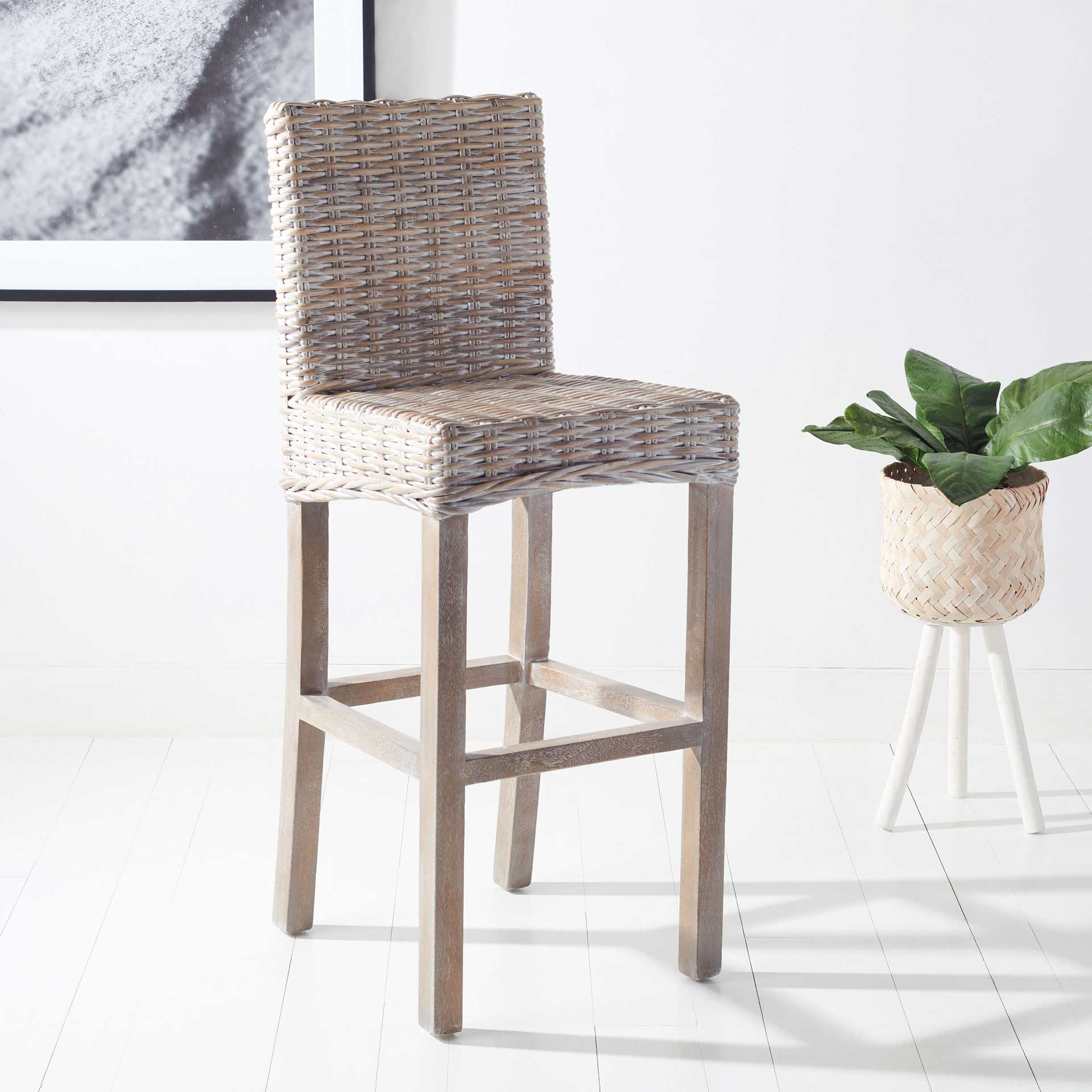 Topaz Rattan Bar Stool Gray White Wash - Image 6