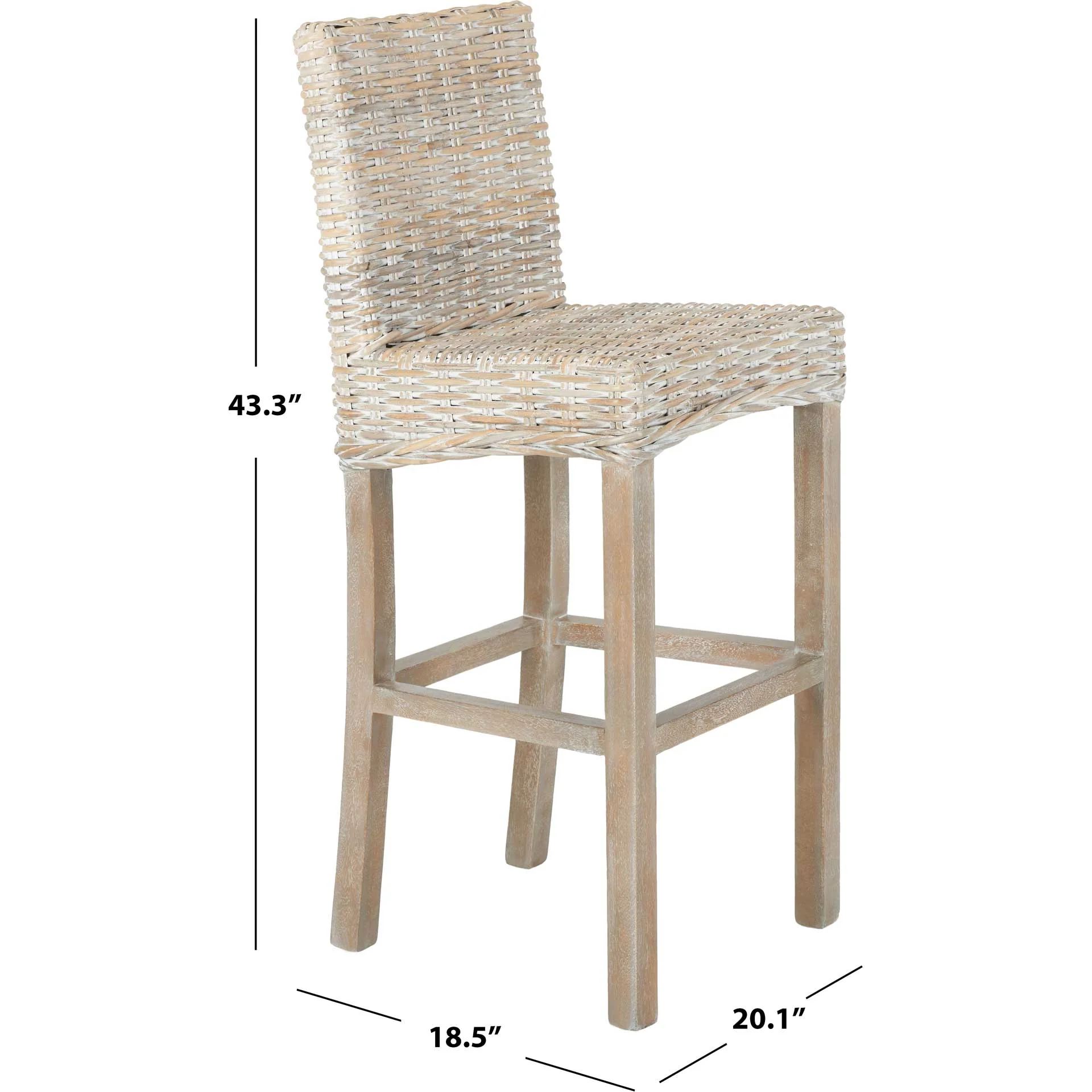Topaz Rattan Bar Stool Gray White Wash - Image 8
