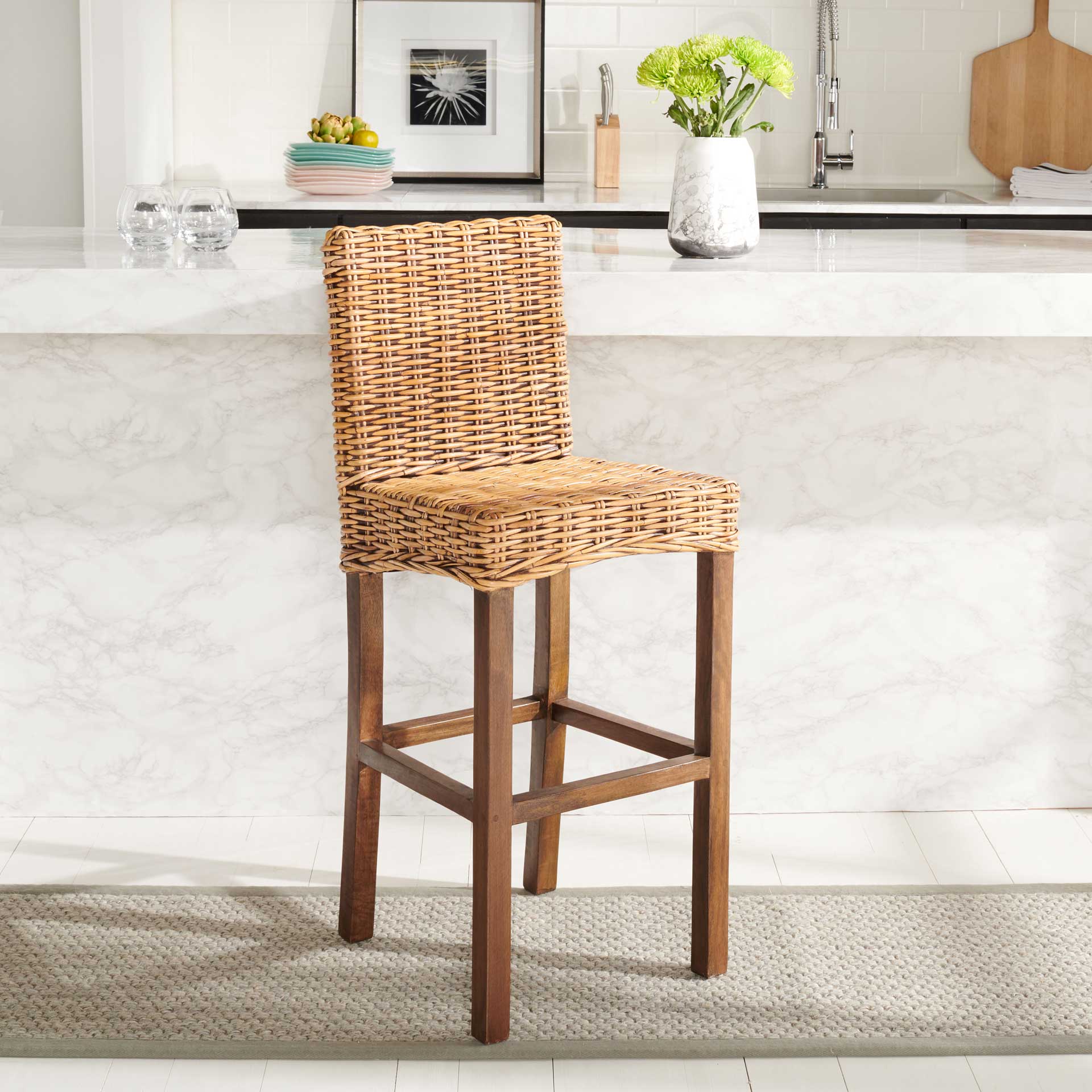 Topaz Rattan Bar Stool Honey Brown Wash - Image 7