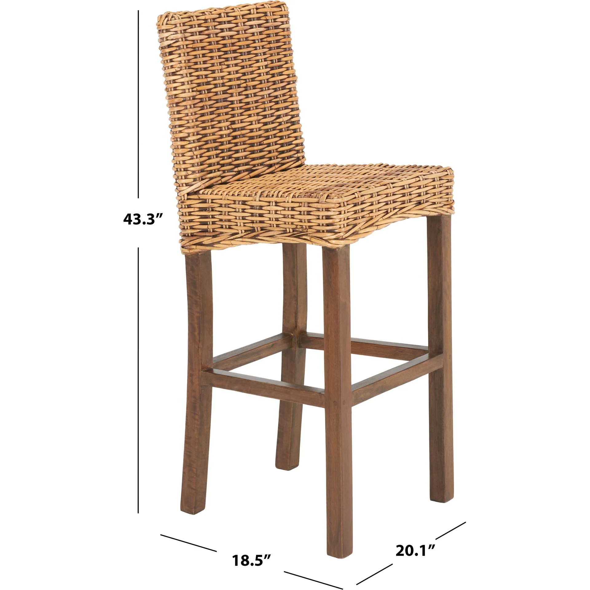 Topaz Rattan Bar Stool Honey Brown Wash - Image 8