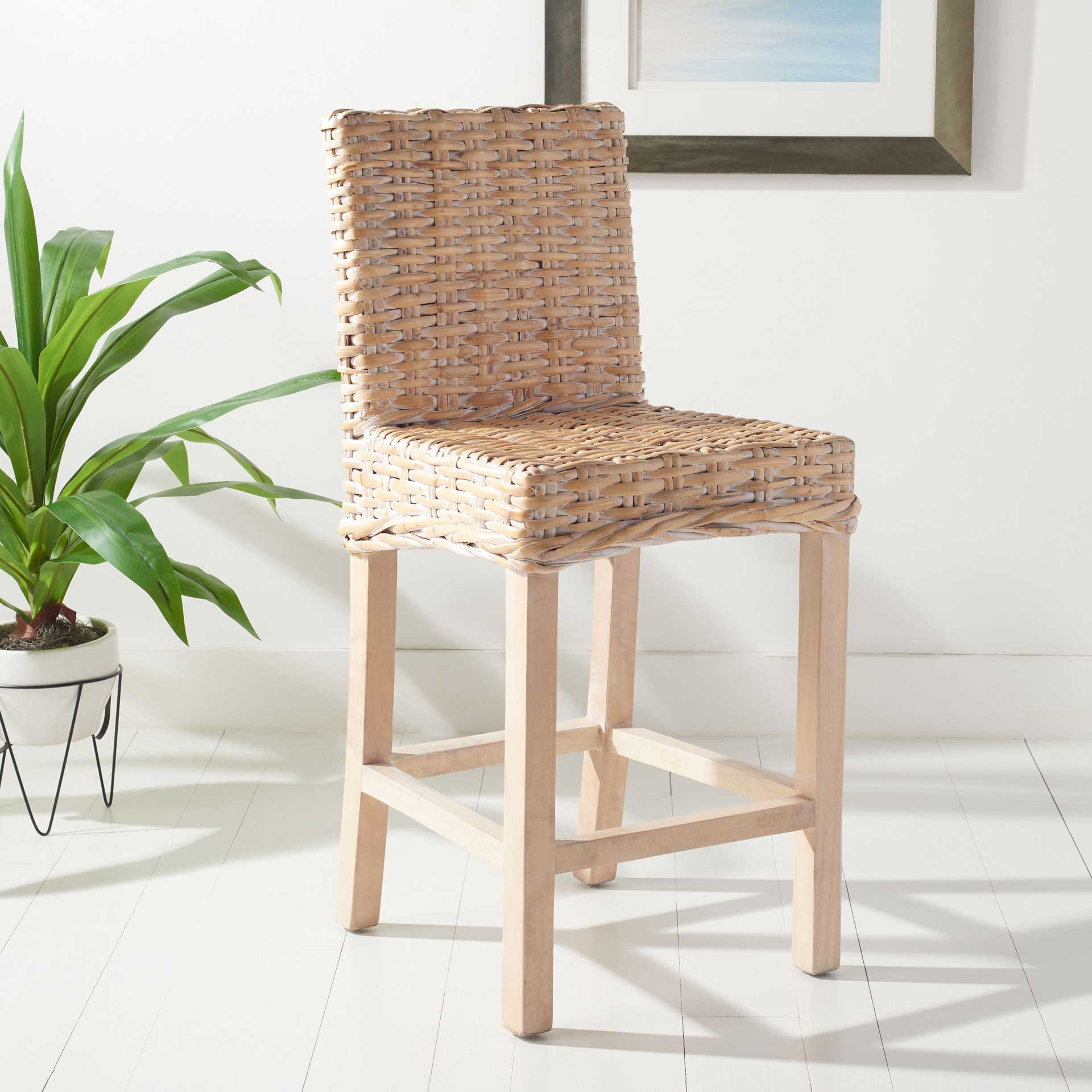Topaz Rattan Bar Stool Natural White Wash - Image 14