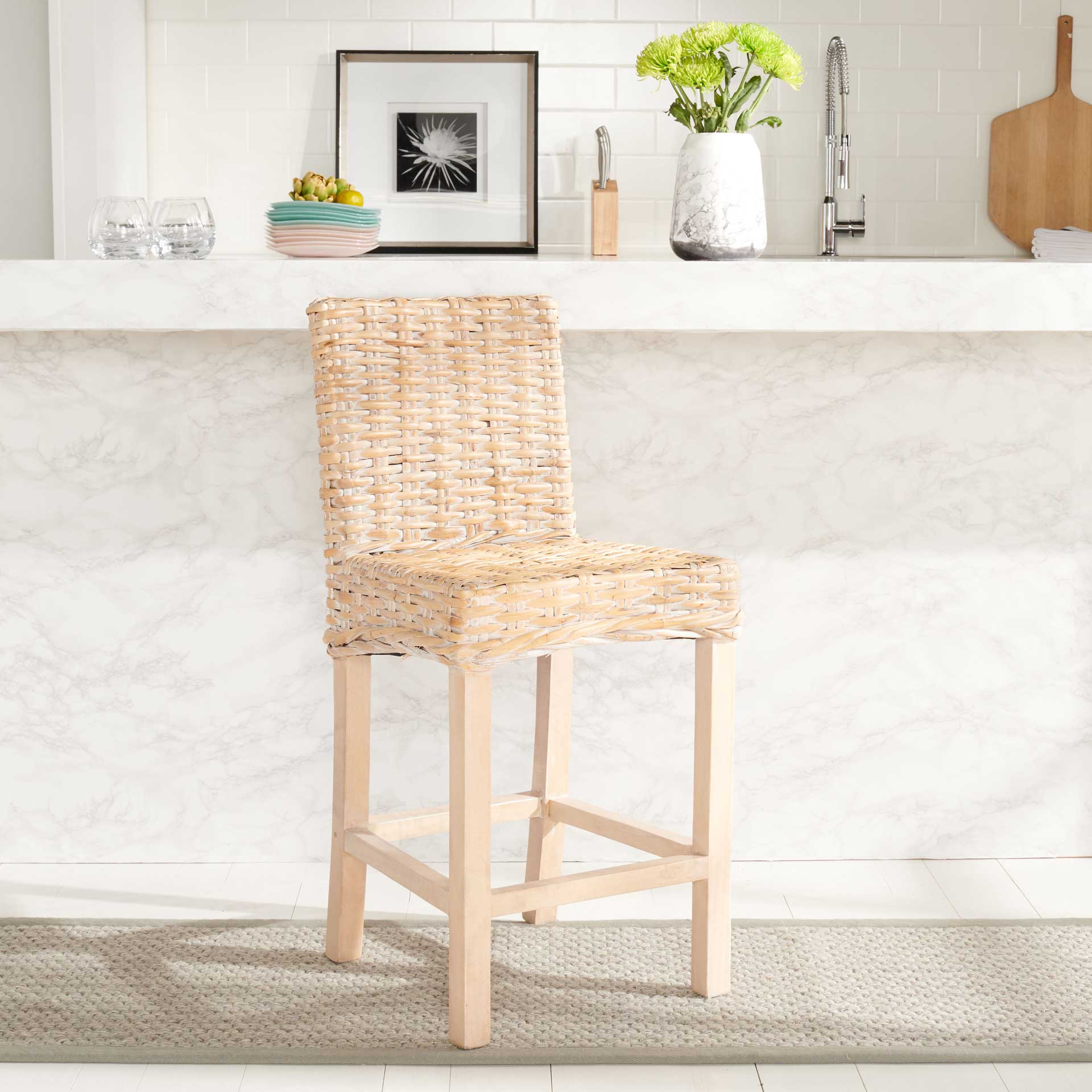 Topaz Rattan Bar Stool Natural White Wash - Image 15