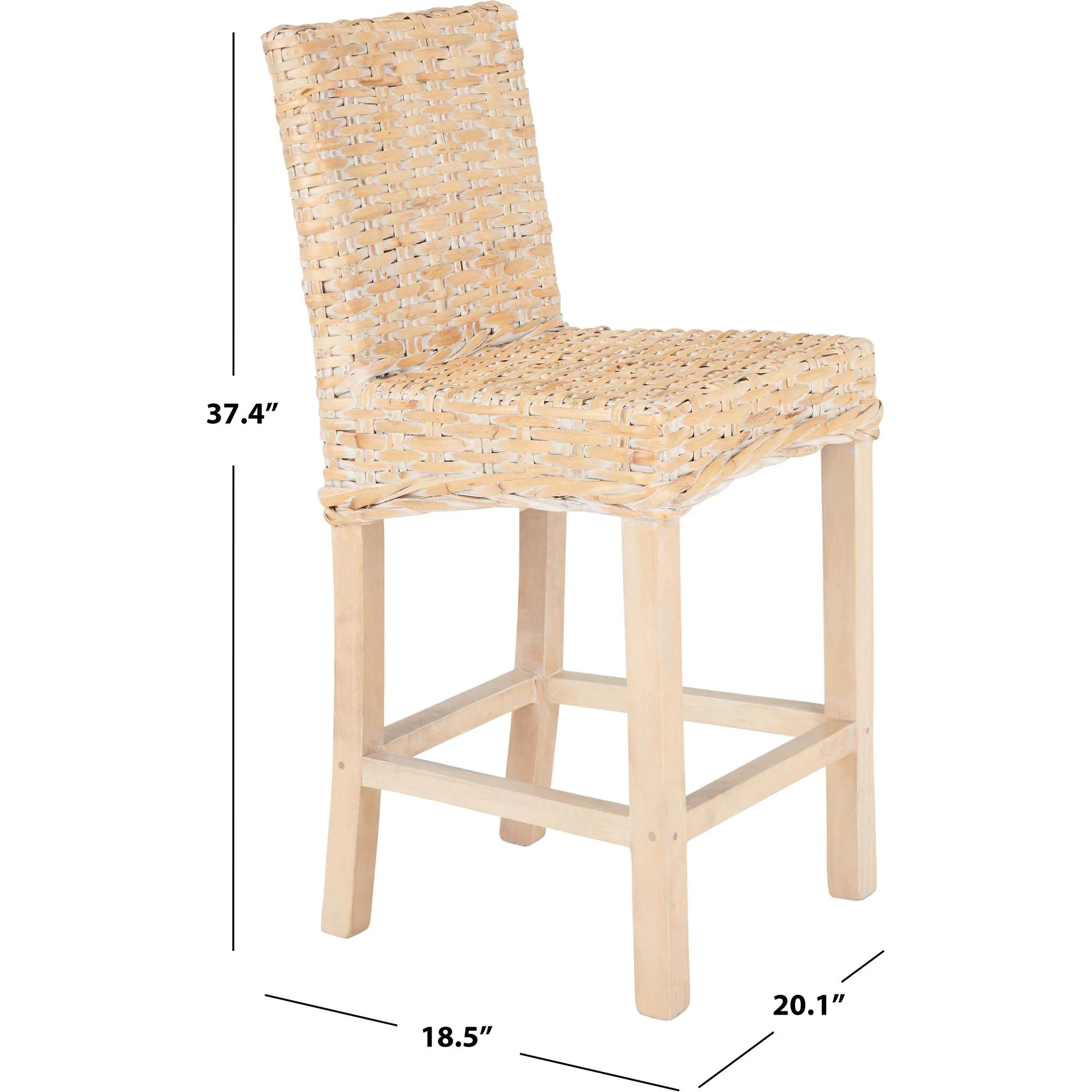 Topaz Rattan Bar Stool Natural White Wash - Image 16
