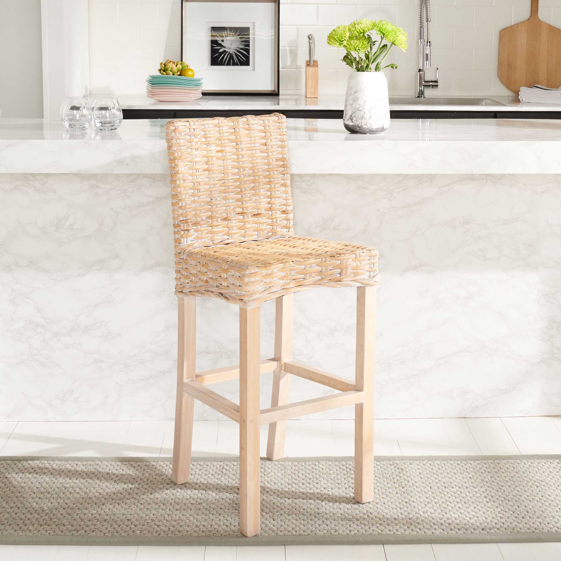 Topaz Rattan Bar Stool Natural White Wash - Image 6