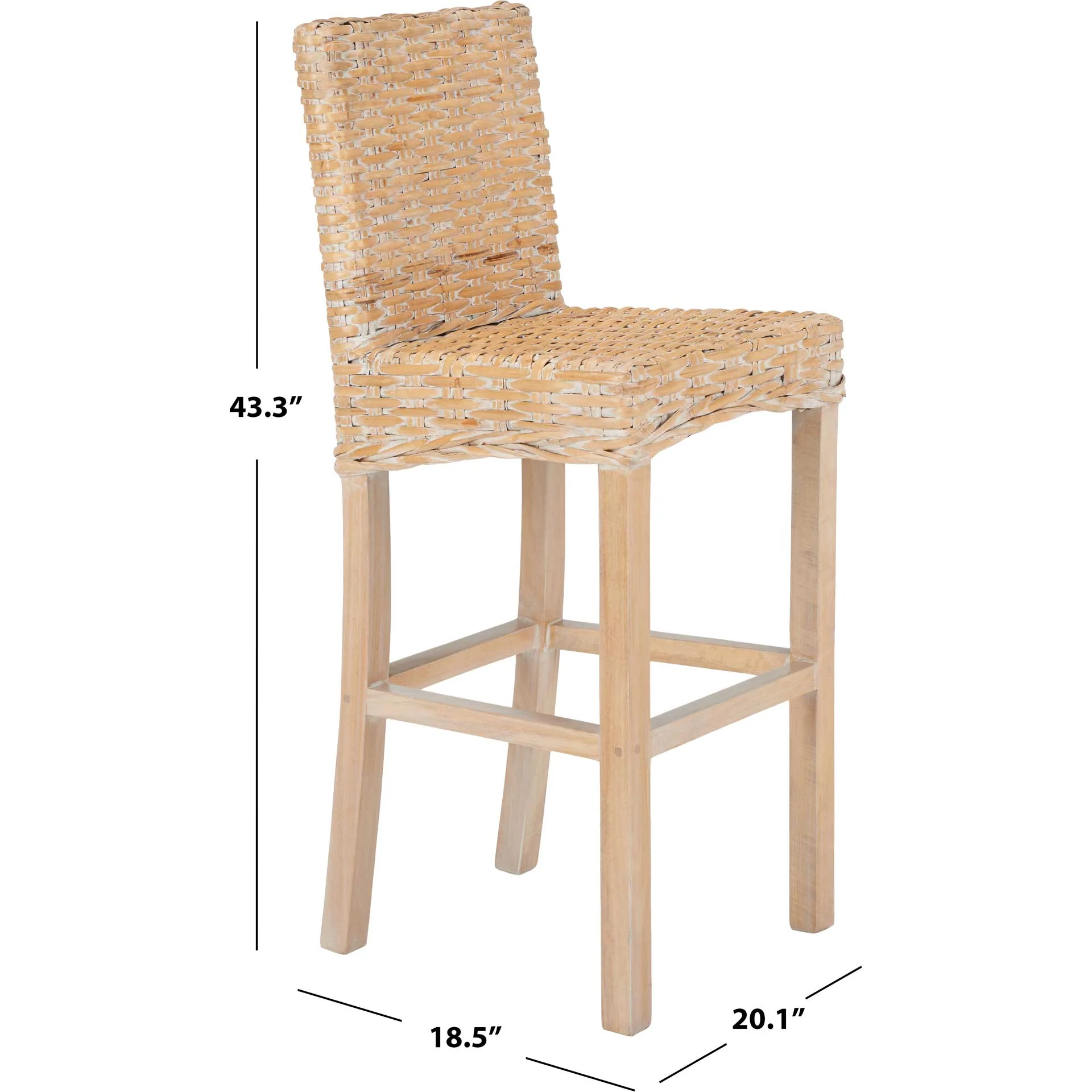 Topaz Rattan Bar Stool Natural White Wash - Image 8