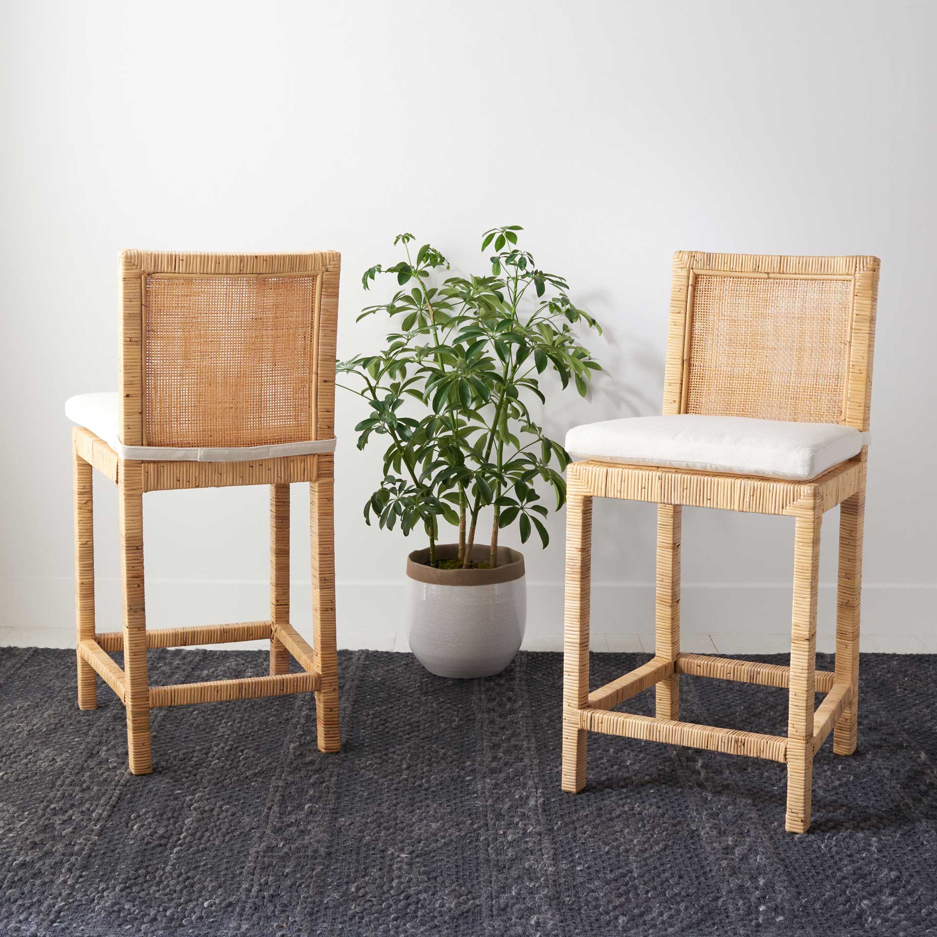 Torence Cane Bar Stool With Cushion Natural/White - Image 13