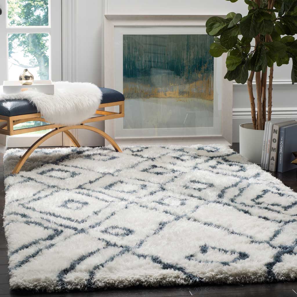 Toronto Shag Ivory/Blue Area Rug - Image 7