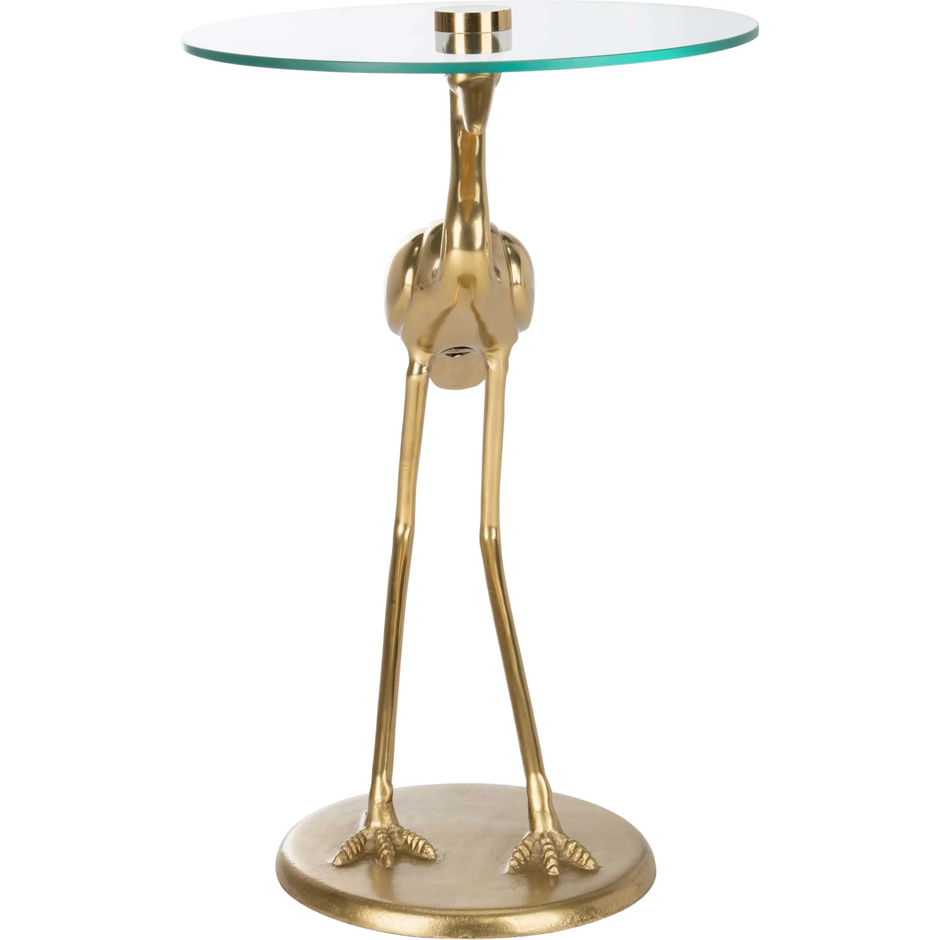 Tourmaline Crane Base Accent Table Glass Top/Gold - Image 2
