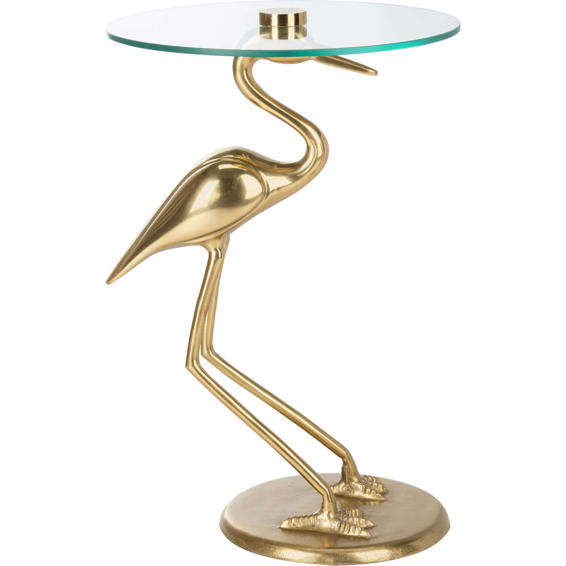 Tourmaline Crane Base Accent Table Glass Top/Gold - Image 3