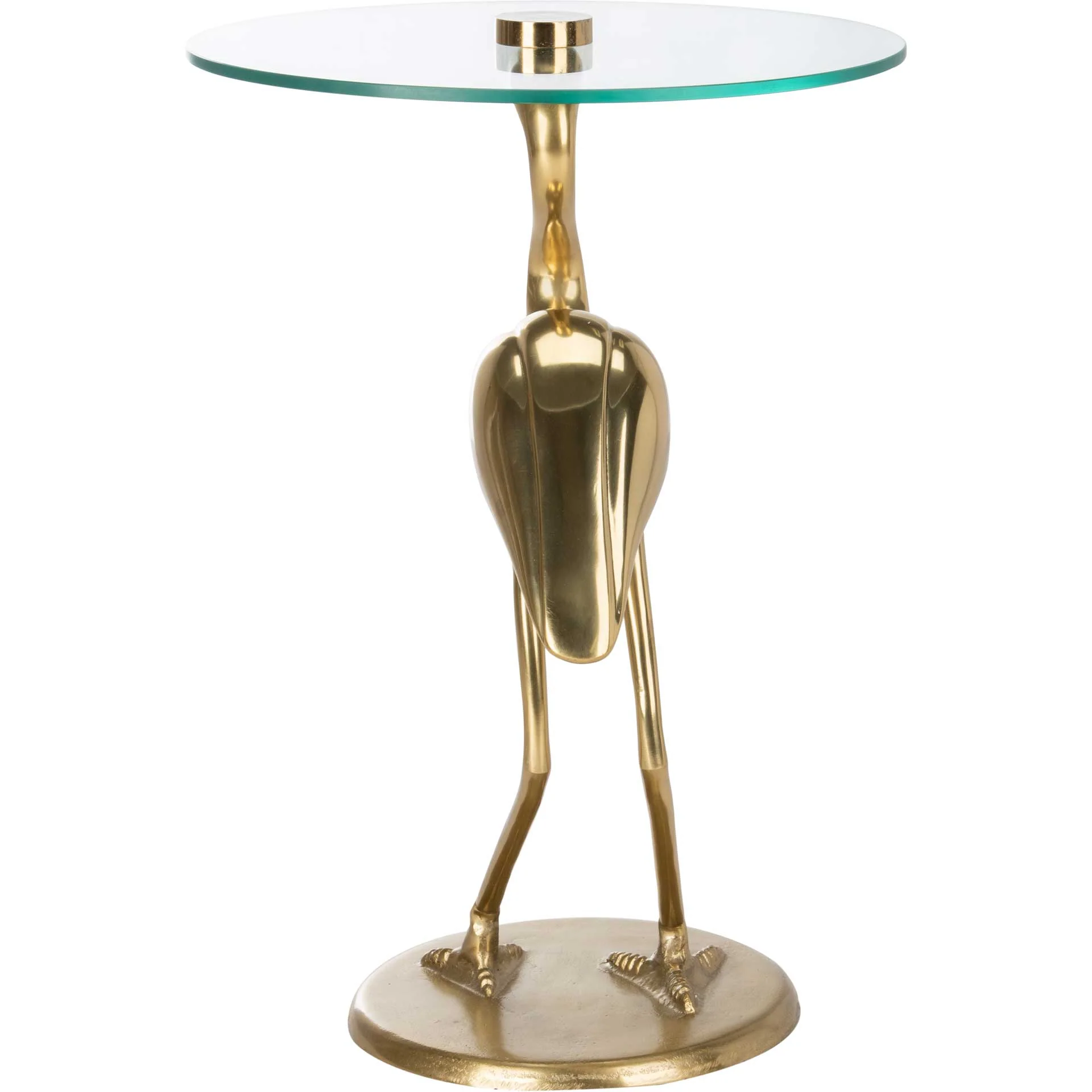 Tourmaline Crane Base Accent Table Glass Top/Gold - Image 4