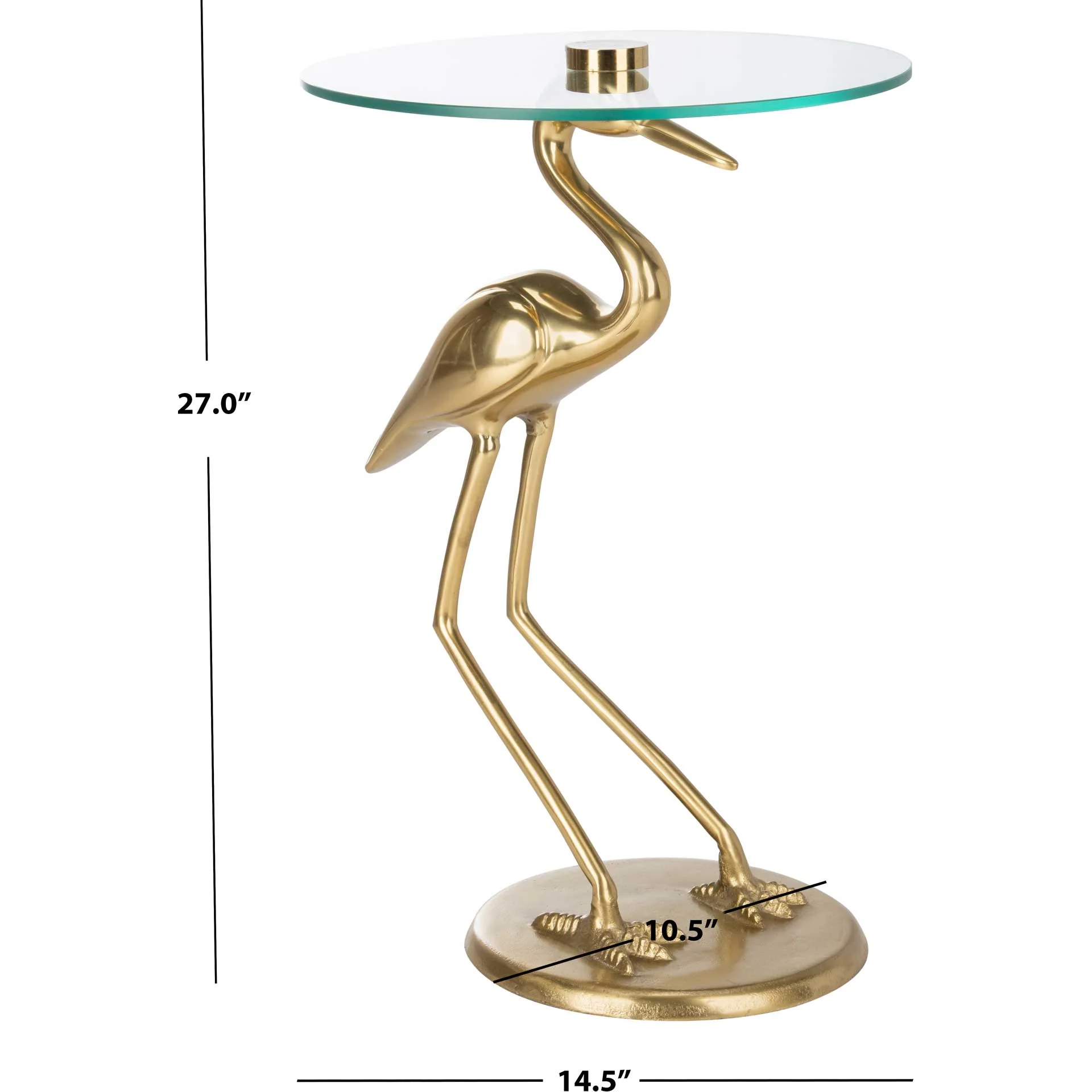 Tourmaline Crane Base Accent Table Glass Top/Gold - Image 8