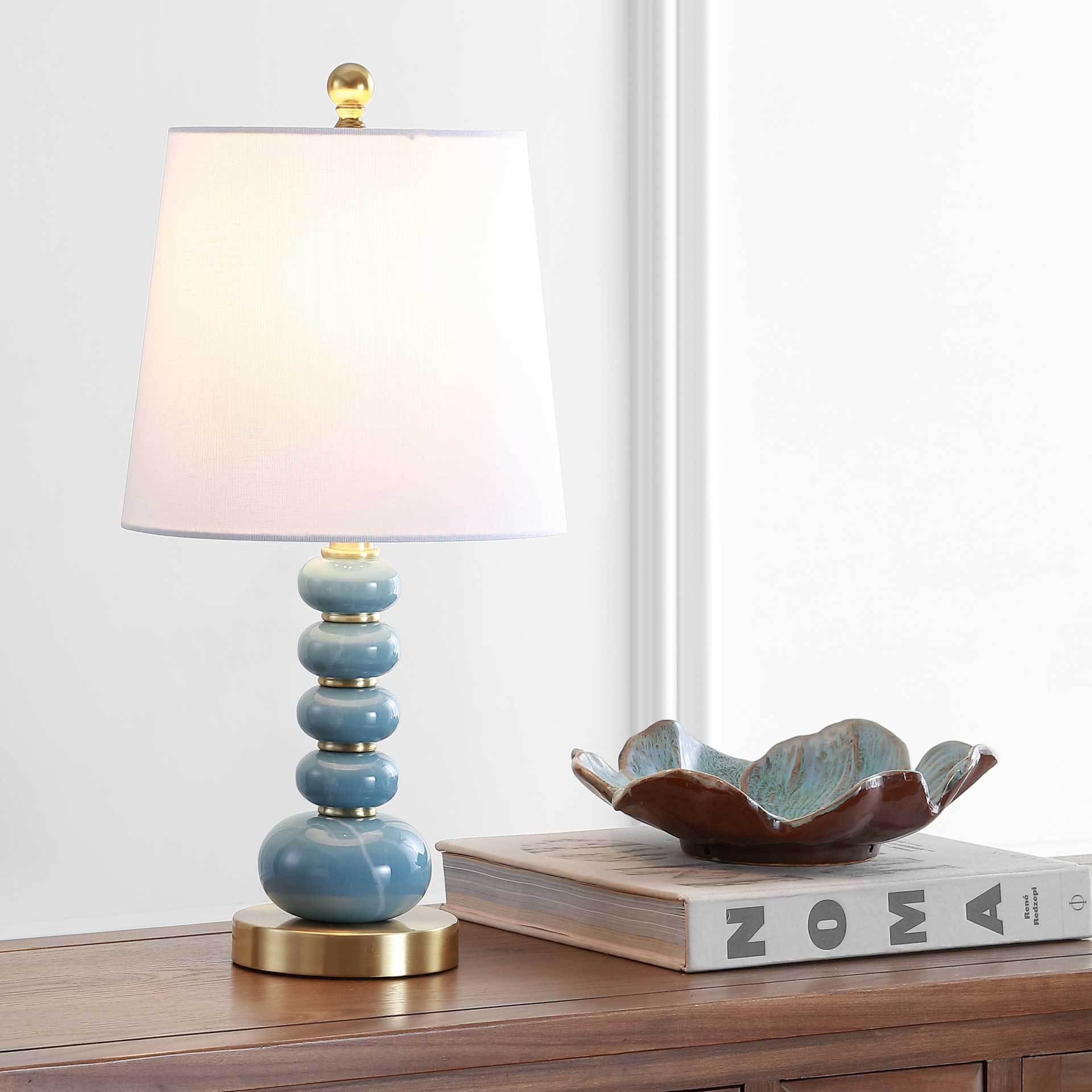 Tracy Table Lamp Light Blue/Brass Gold - Image 4