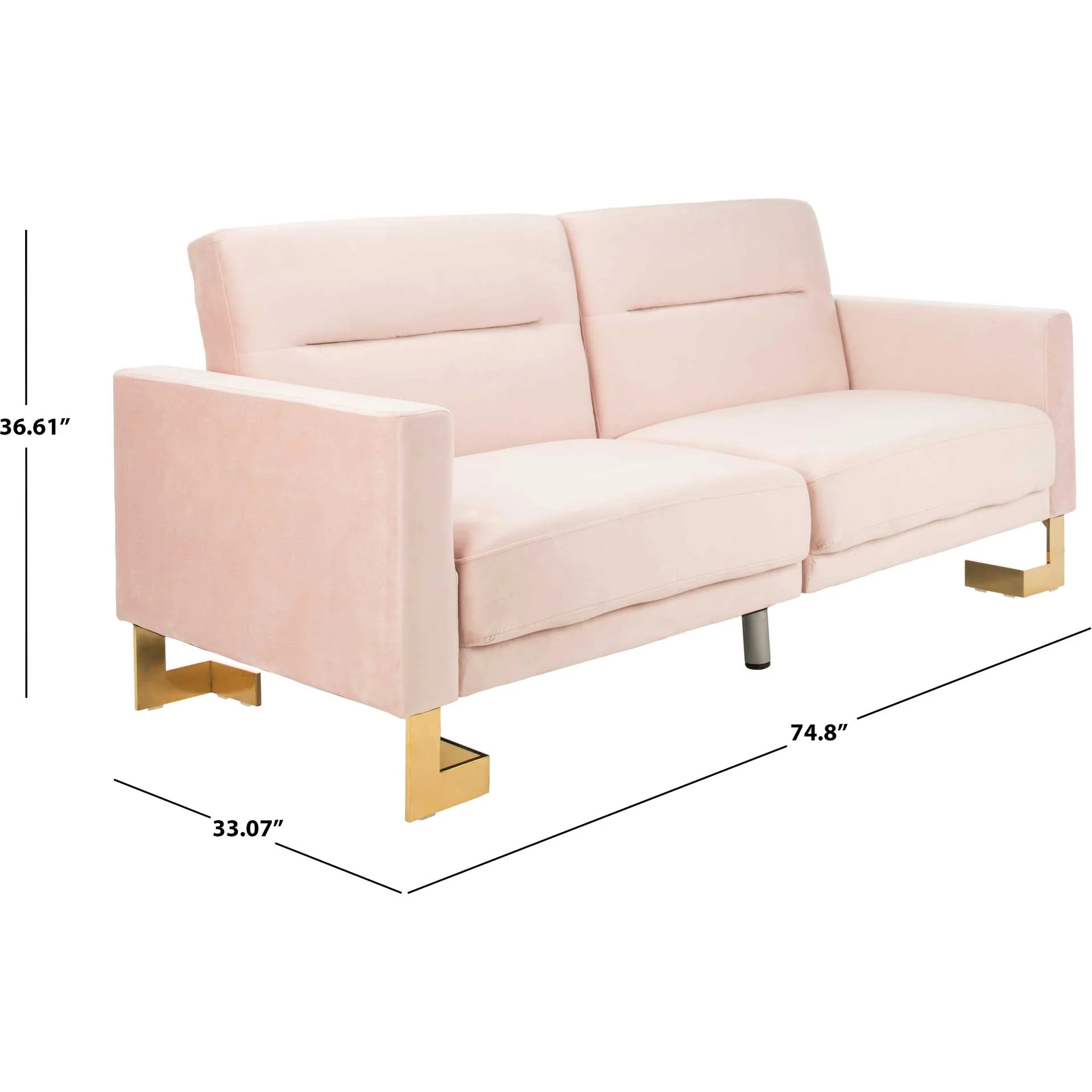 Traverse Foldable Futon Bed Blush Pink/Brass - Image 9