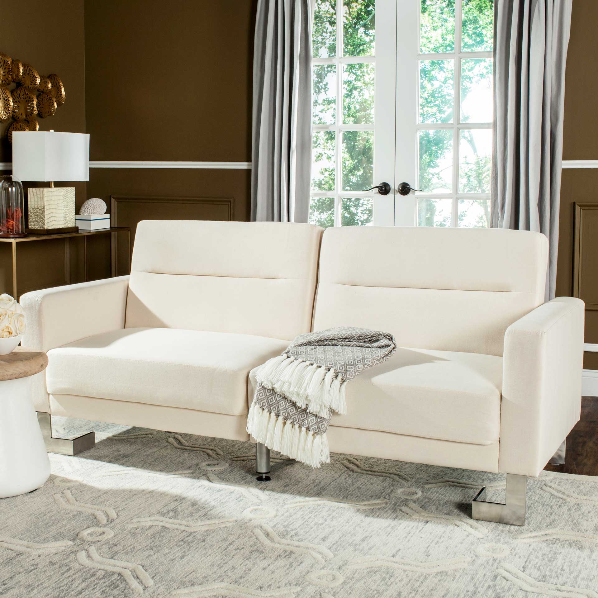 Traverse Foldable Sofa Bed Beige/Silver - Image 5
