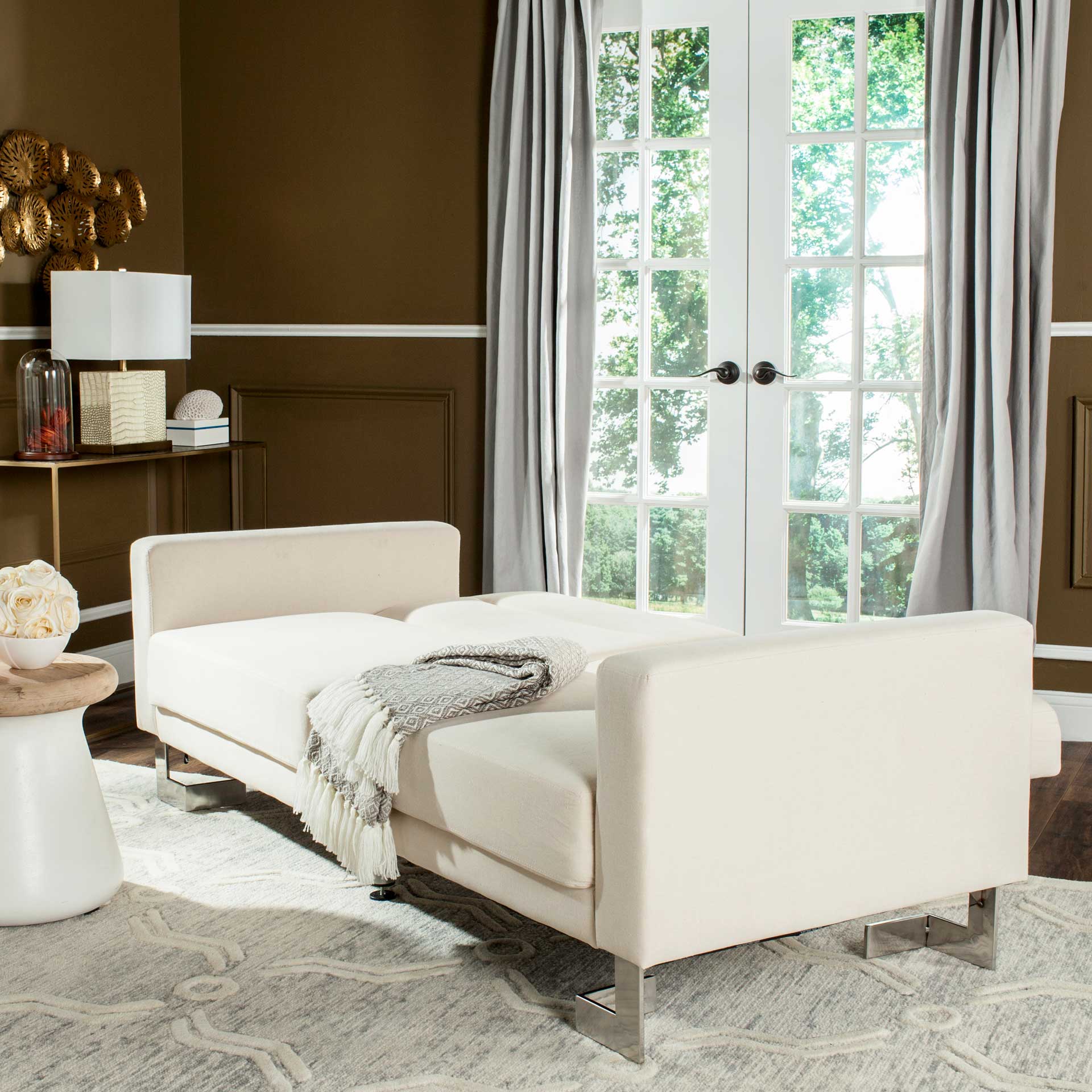 Traverse Foldable Sofa Bed Beige/Silver - Image 6