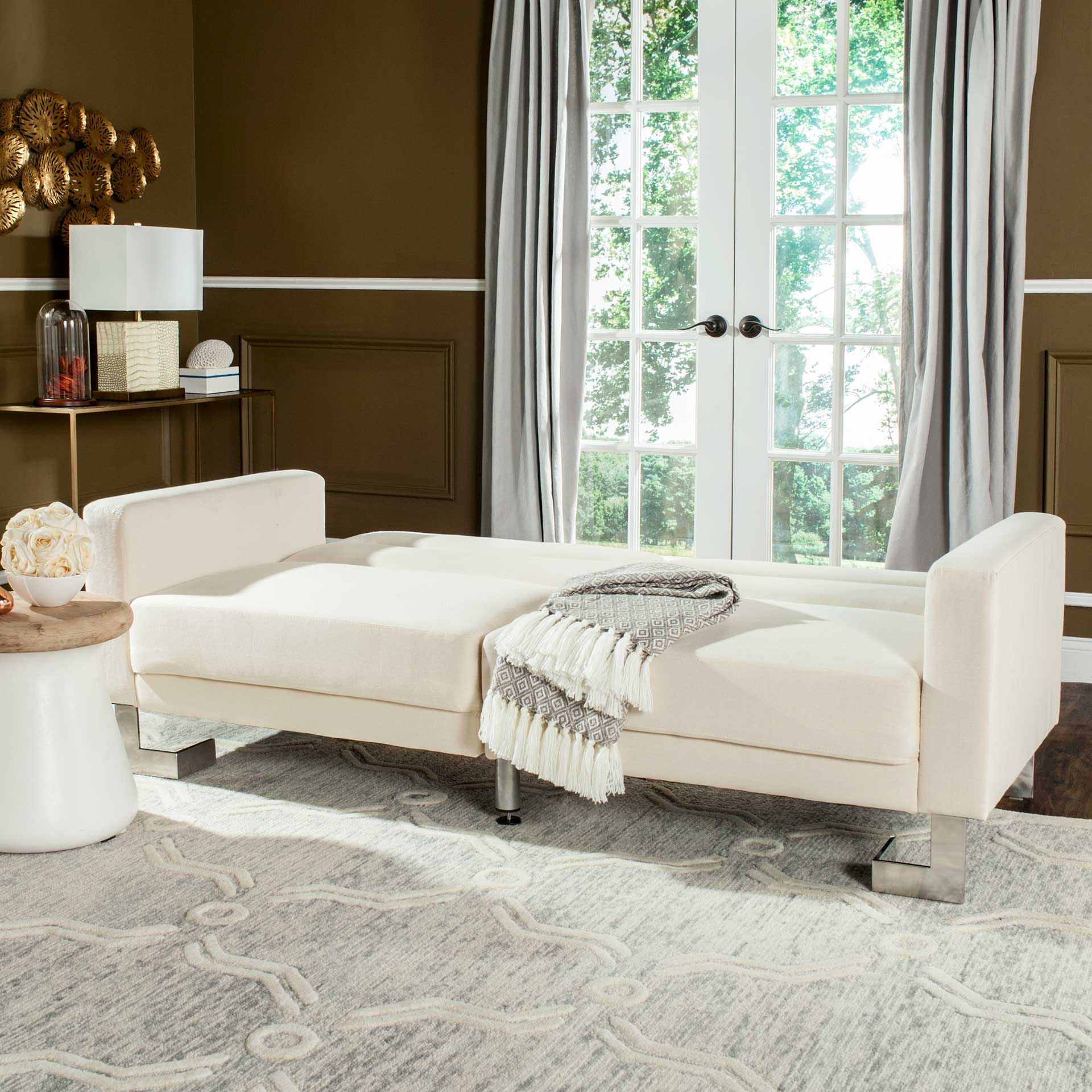 Traverse Foldable Sofa Bed Beige/Silver - Image 7