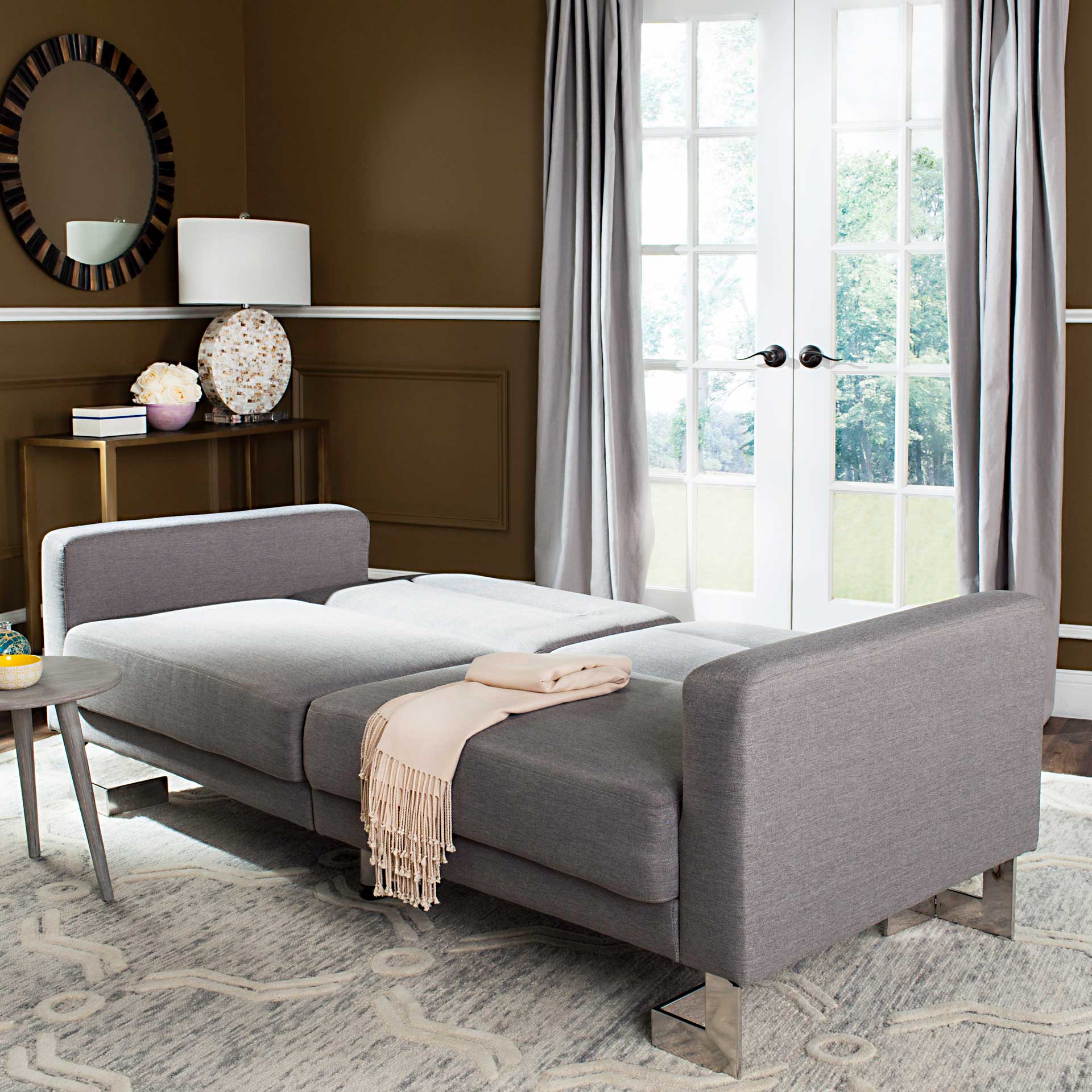 Traverse Foldable Sofa Bed Dark Gray/Silver - Image 5
