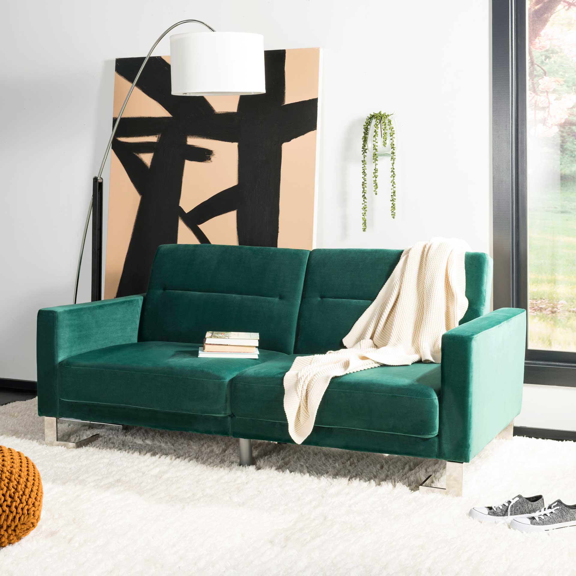 Traverse Foldable Sofa Bed Emerald Green/Silver - Image 8
