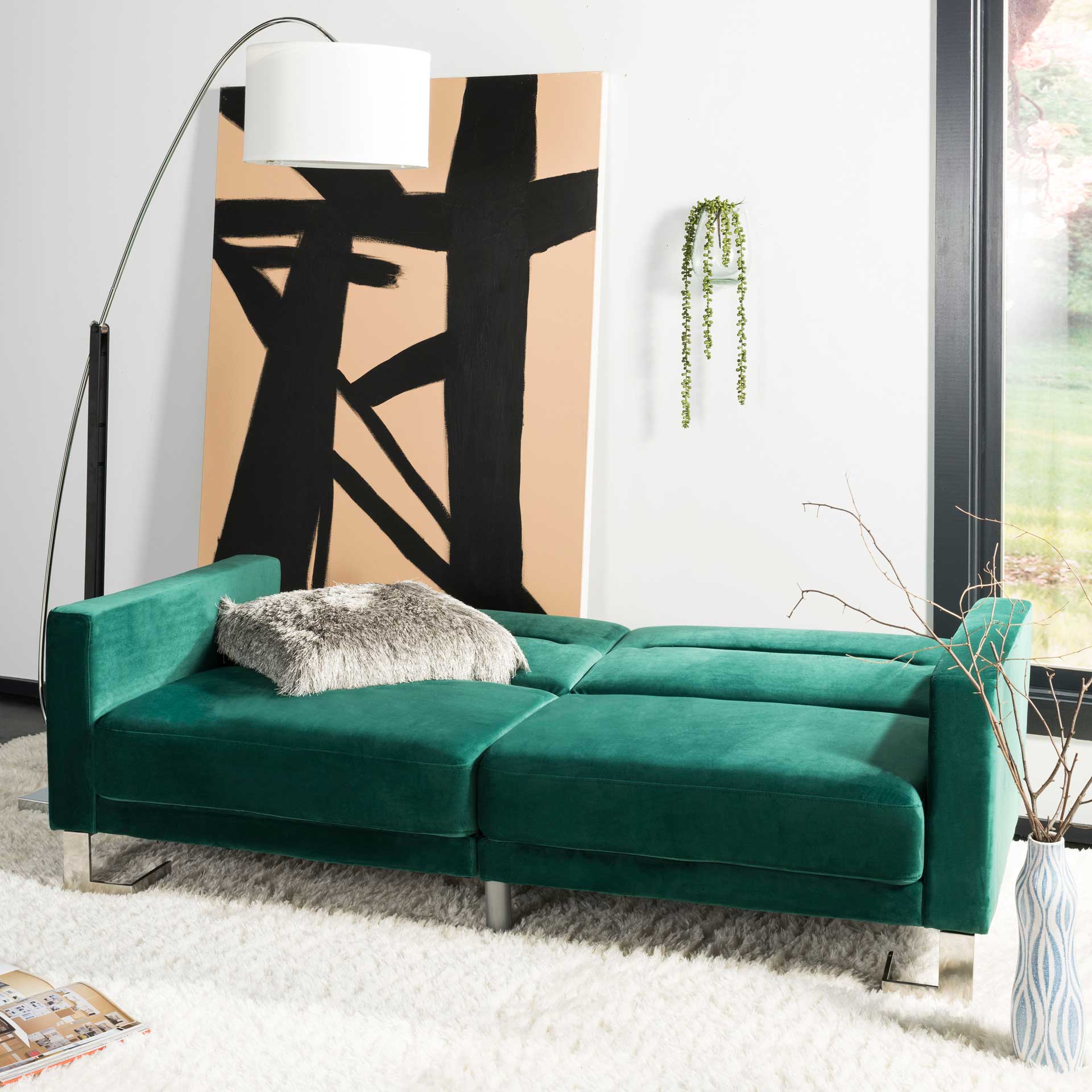 Traverse Foldable Sofa Bed Emerald Green/Silver - Image 9