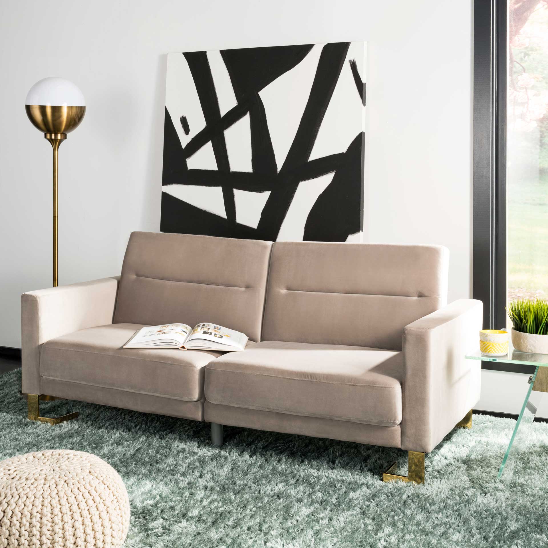 Traverse Foldable Sofa Bed Gray/Brass - Image 7