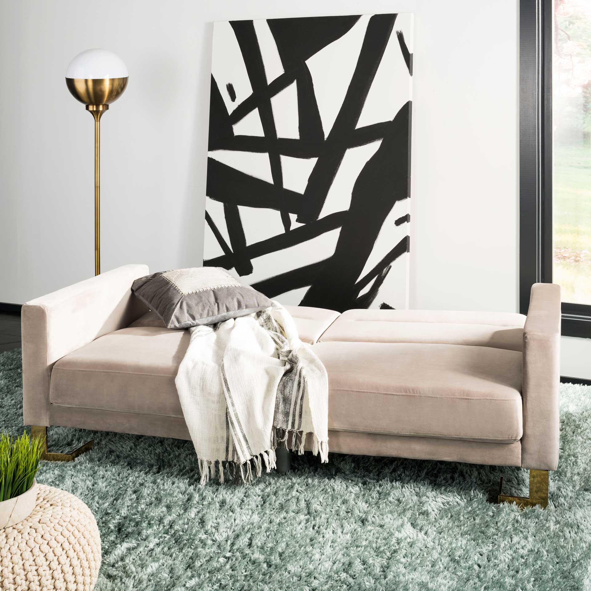 Traverse Foldable Sofa Bed Gray/Brass - Image 8