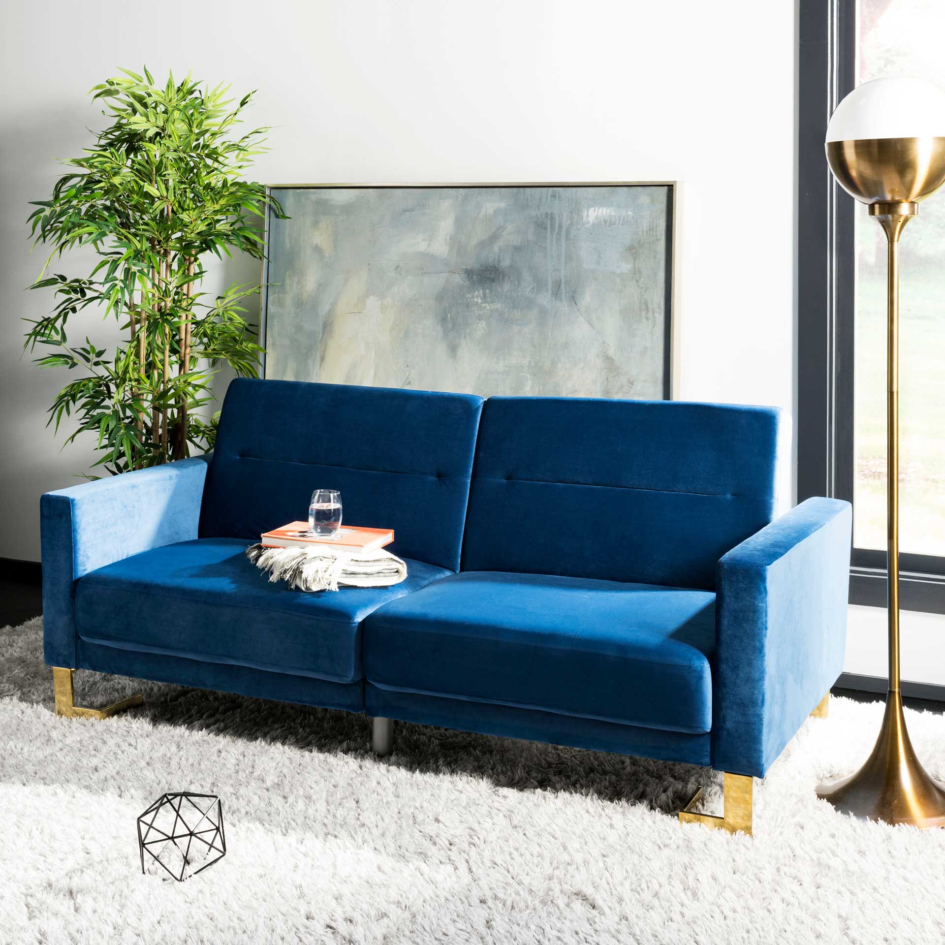 Traverse Foldable Sofa Bed Navy/Brass - Image 8