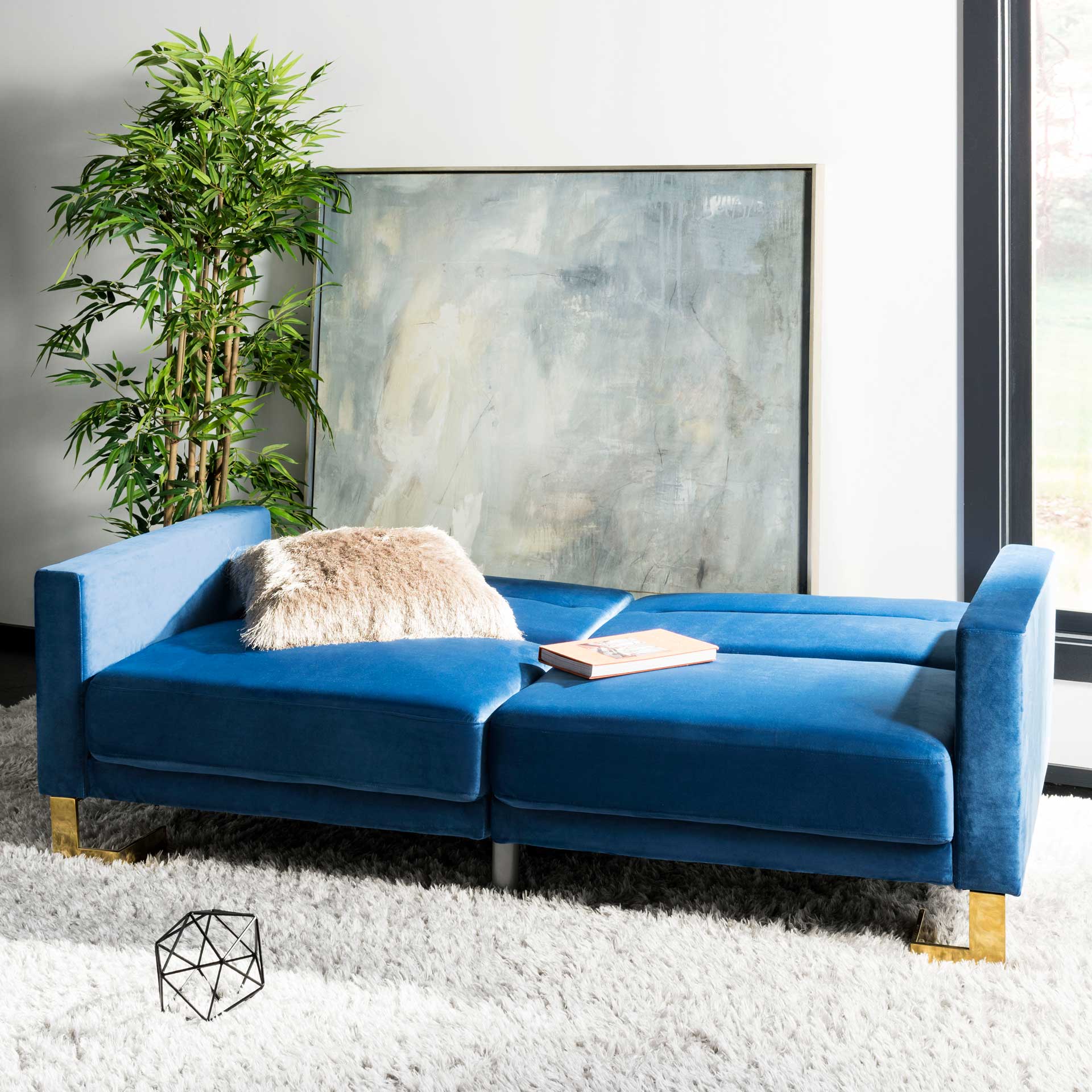 Traverse Foldable Sofa Bed Navy/Brass - Image 9