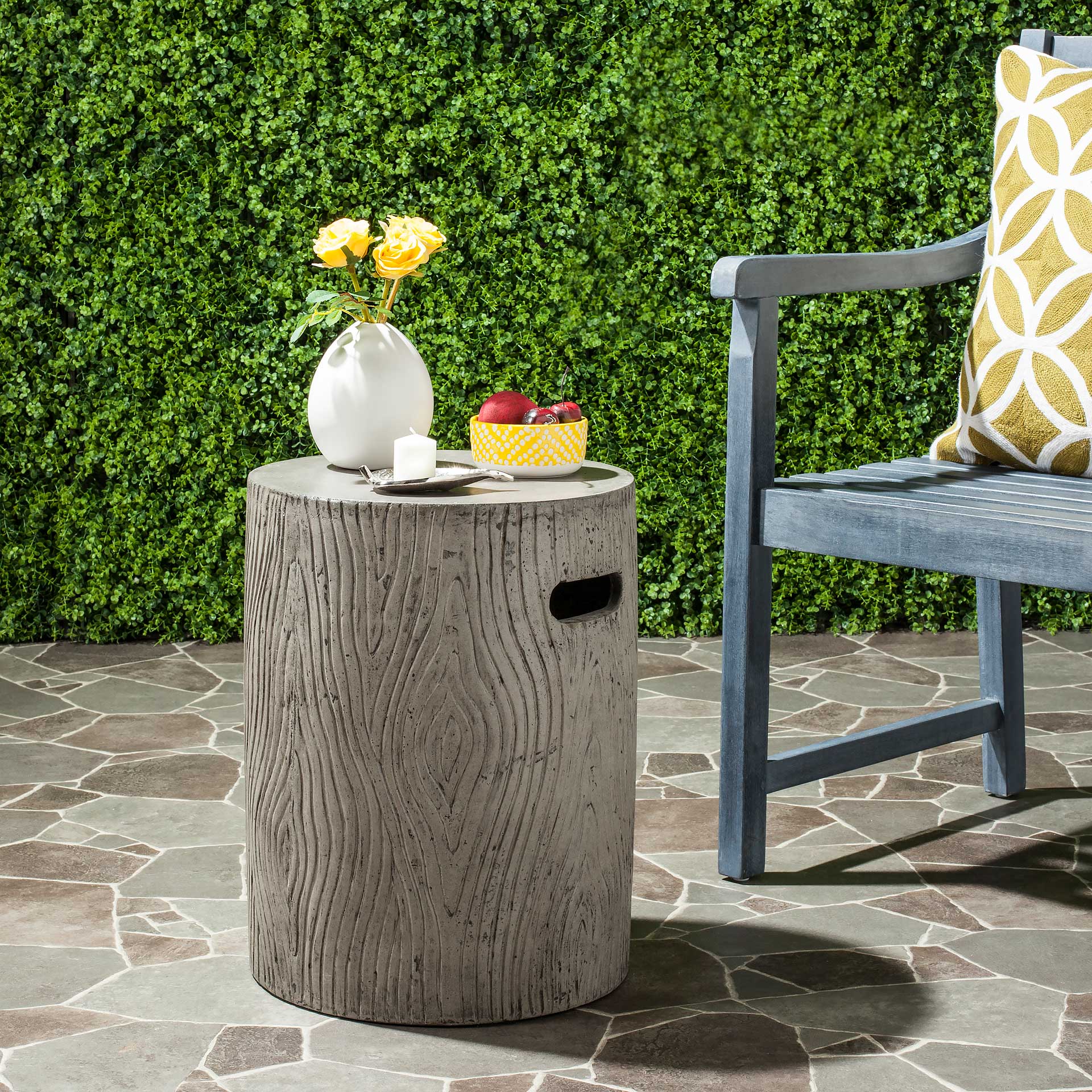 Tree Modern Concrete Round Accent Table Dark Gray - Image 3