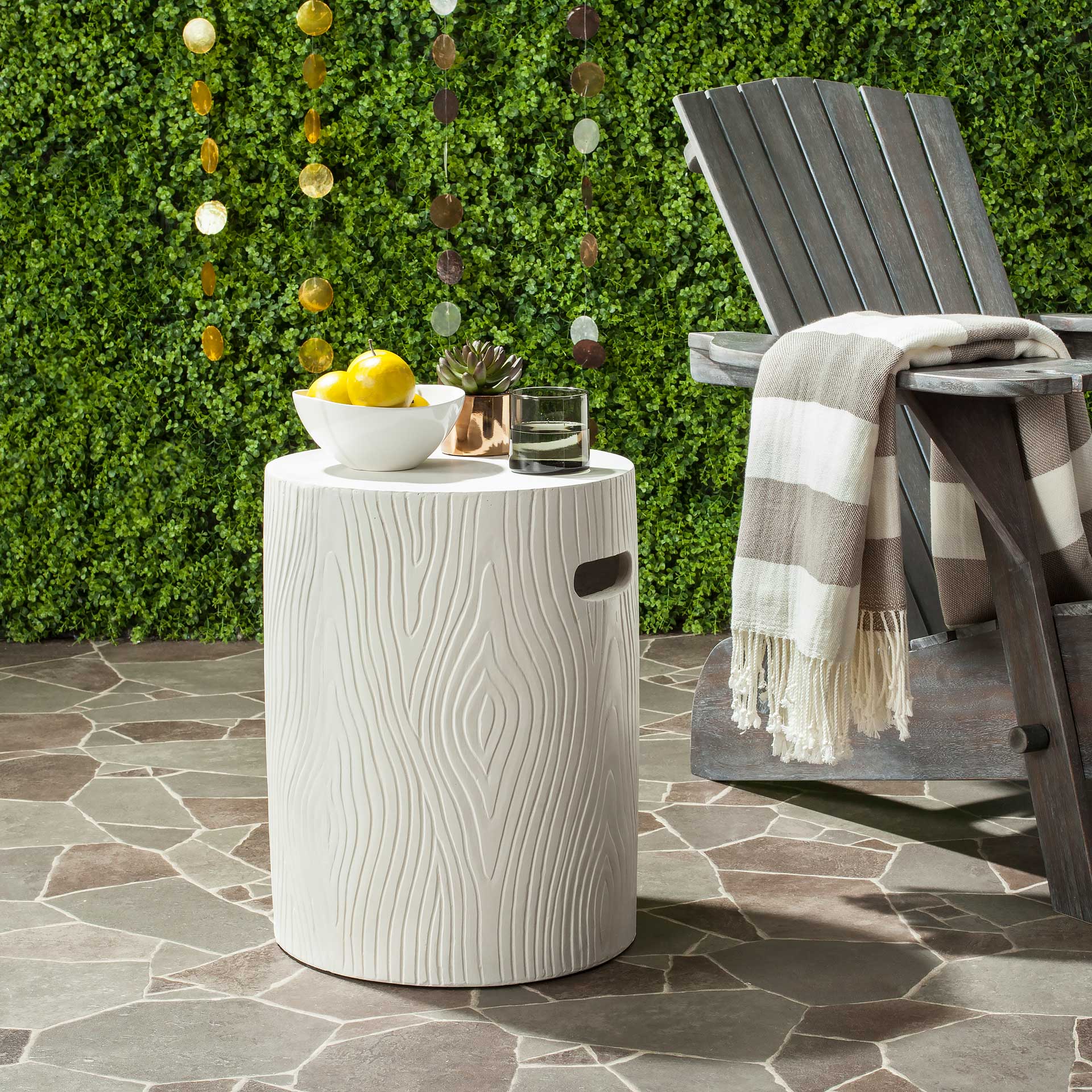 Tree Modern Concrete Round Accent Table Ivory - Image 3
